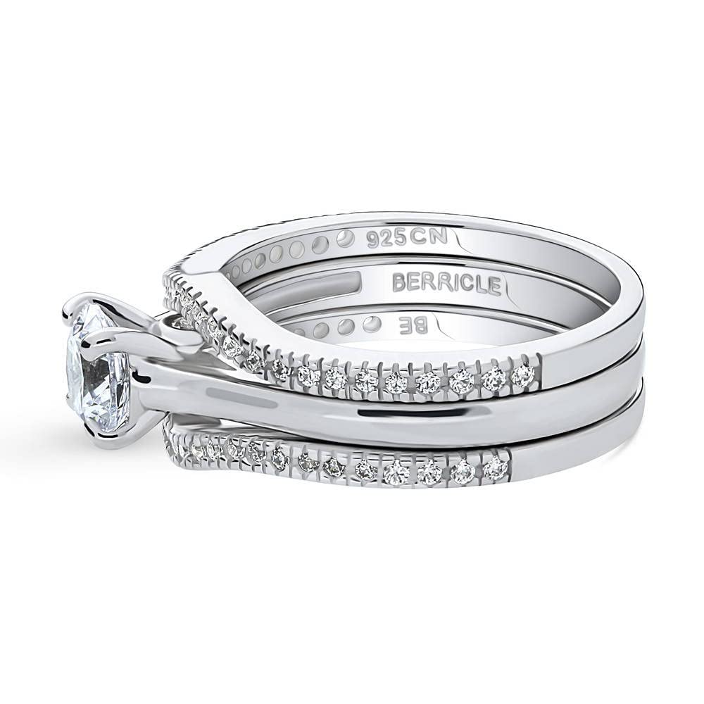 BERRICLE Sterling Silver Solitaire Wedding & Engagement Ring Set for Women - 0.8 Carat Round Cut Cubic Zirconia CZ Wishbone Design, Rhodium Plated, Size 4-10 | Perfect for Proposals, Anniversaries & Special Occasions