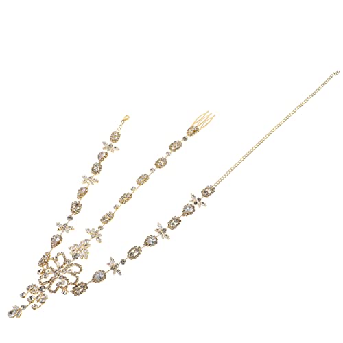 FRCOLOR Boho Rhinestone Bridal Headpiece - Wedding Hair Chain for Women with Crystal Accents - Perfect for Boho Weddings, Beach Ceremonies & Festival Fashion Accessories