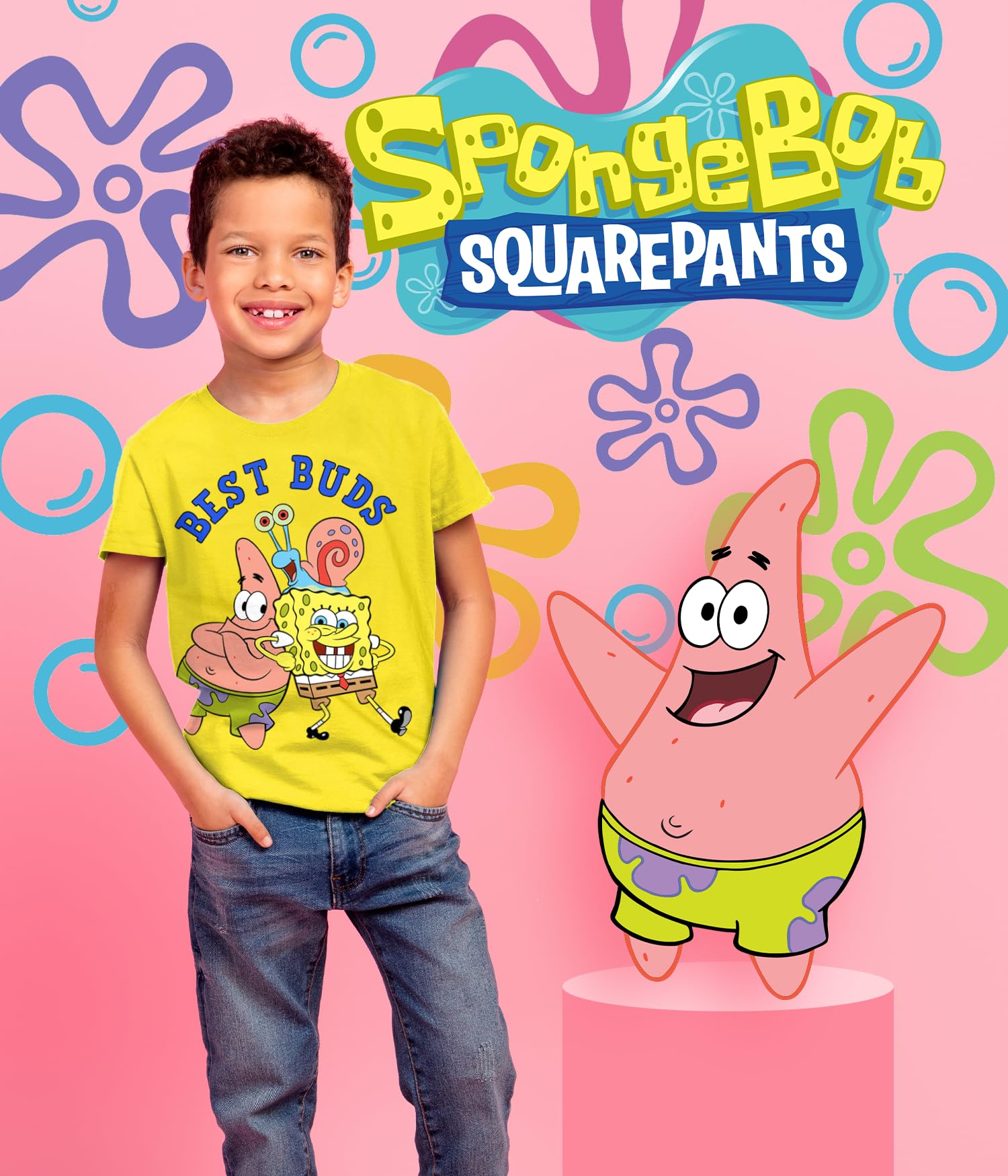 SpongeBob SquarePants Graphic T-Shirt Set - Patrick Star, Squidward, Plankton & Gary Character Outfits for Toddlers & Kids | Birthday Gift, Cartoon Costume Party, Casual Wear