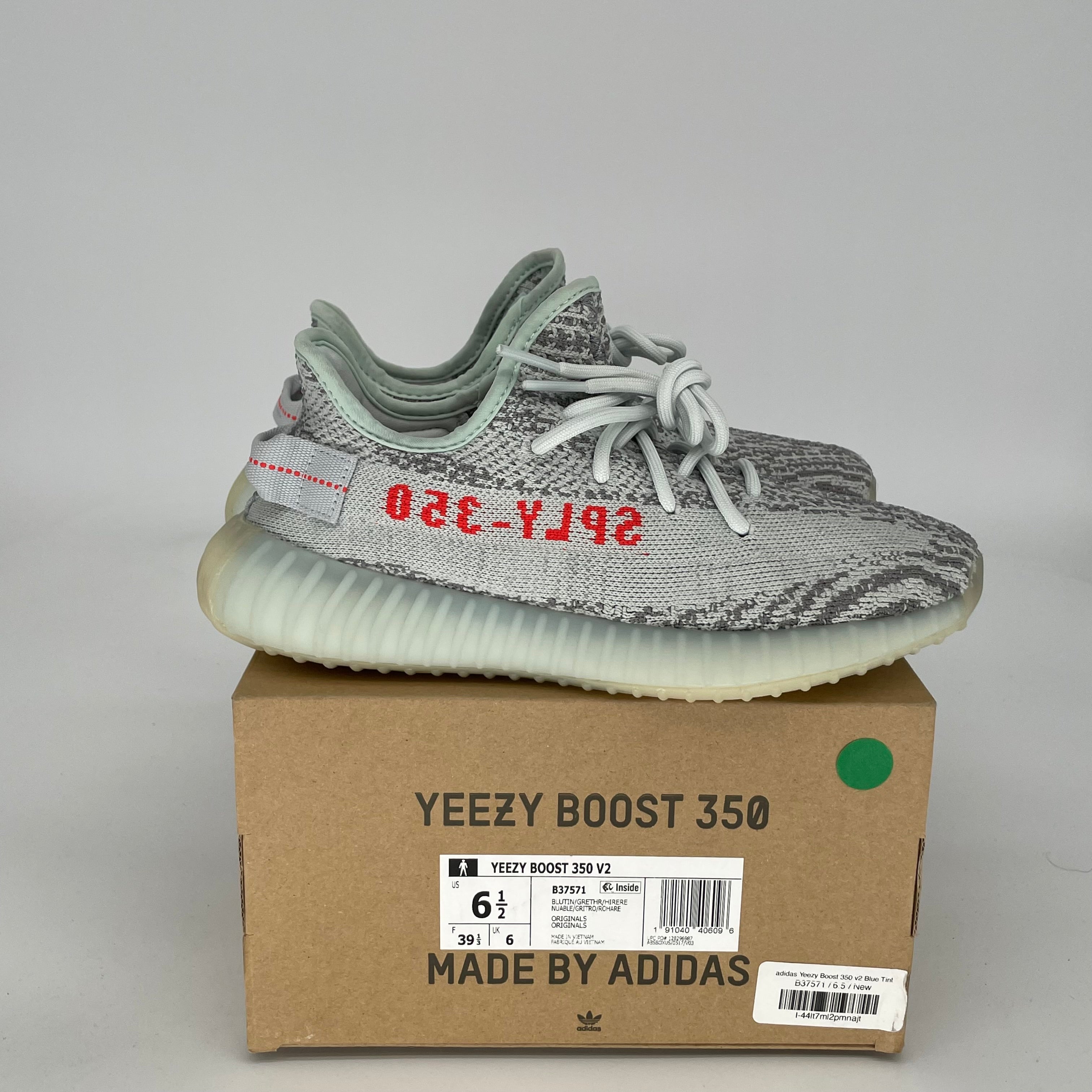 Adidas Yeezy Boost 350 V2 Blue Tint Sneakers - Men's Size 6.5 (B37571) | Comfortable Running Shoes for Casual Wear & Gym Workouts