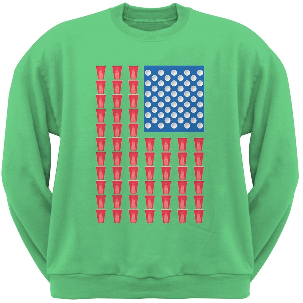 Old Glory St. Patrick's Day American Flag Irish Green Sweatshirt for Adults - Small | Patriotic Holiday Apparel for March Celebrations & Irish-American Pride