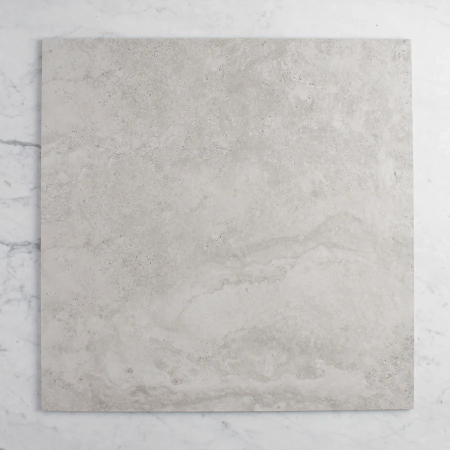 Byron Travertine Look Grey Matte Porcelain Tile - Premium Flooring for Kitchen, Bathroom & Living Room - Durable & Stylish Home Decor Solution