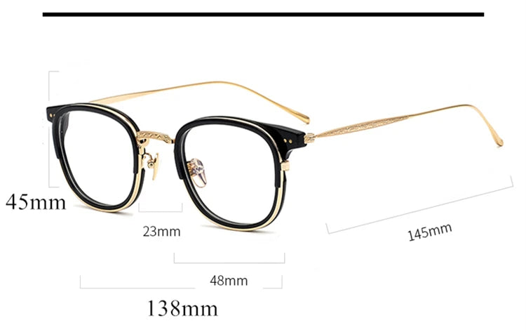 Stylish Black Acetate & Titanium Women's Eyeglasses - Oval Square Full Rim Frame 63543 | Perfect for Work, Reading & Fashion Accessories