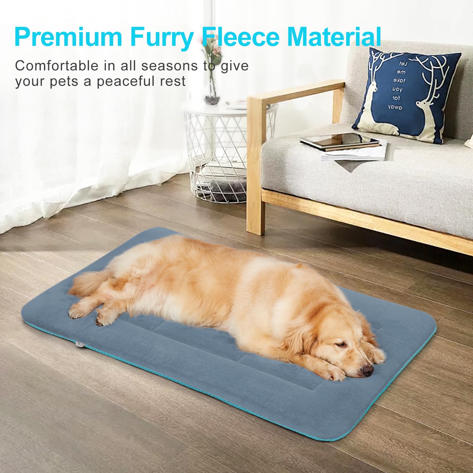 **Magic Dog Plush Bed for Medium & Large Dogs - Soft Washable Crate Pad, 36