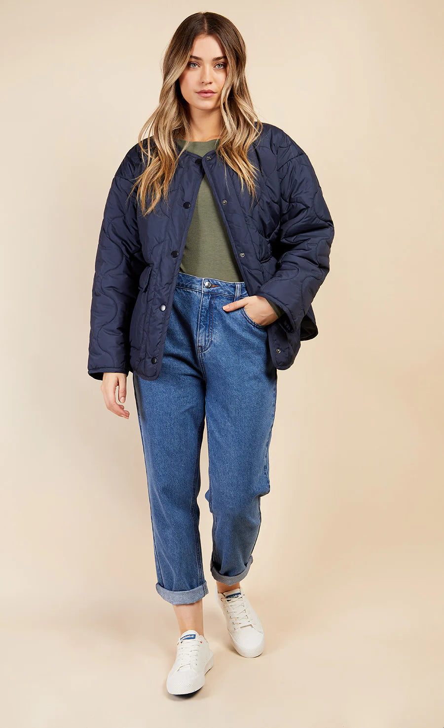 BREDA Quilted Jacket for Women - Navy Blue Lightweight Puffer Coat - Perfect for Fall, Winter & Outdoor Activities