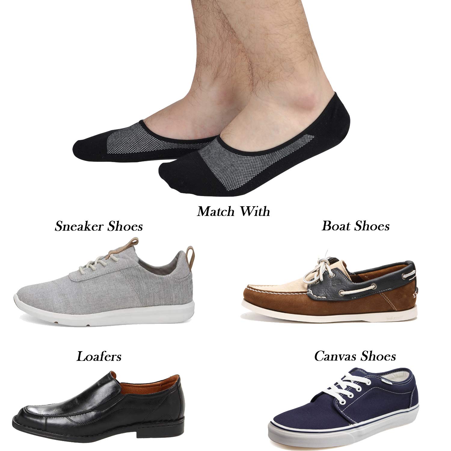 JORMATT Genuine Men's No Show Socks - Low Cut Cotton Loafer & Sneaker Socks with Non-Slip Grips - Breathable & Comfortable for Casual Wear, Work, and Sports