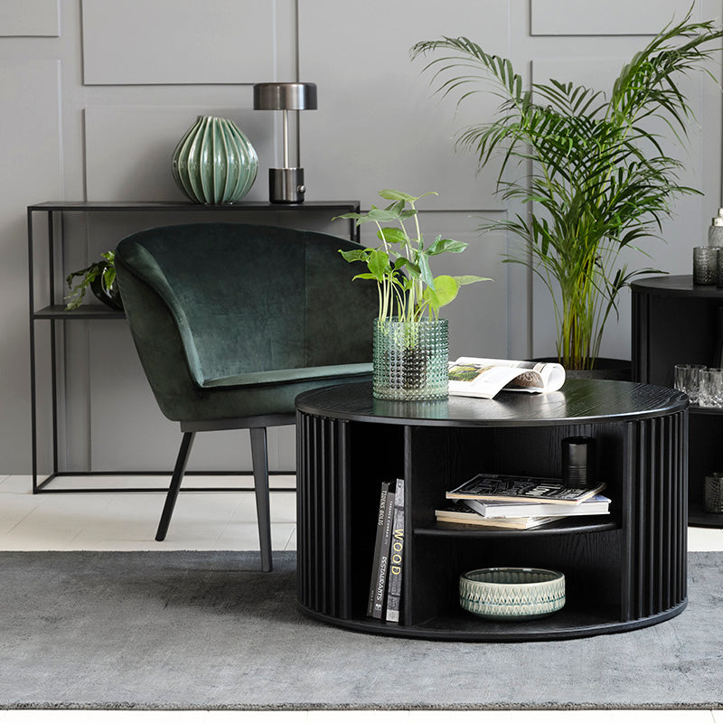 Modern Black PEBBLE Console Table 90cm - Entryway Sofa Table, Hallway Accent Furniture for Living Room & Bedroom Decor