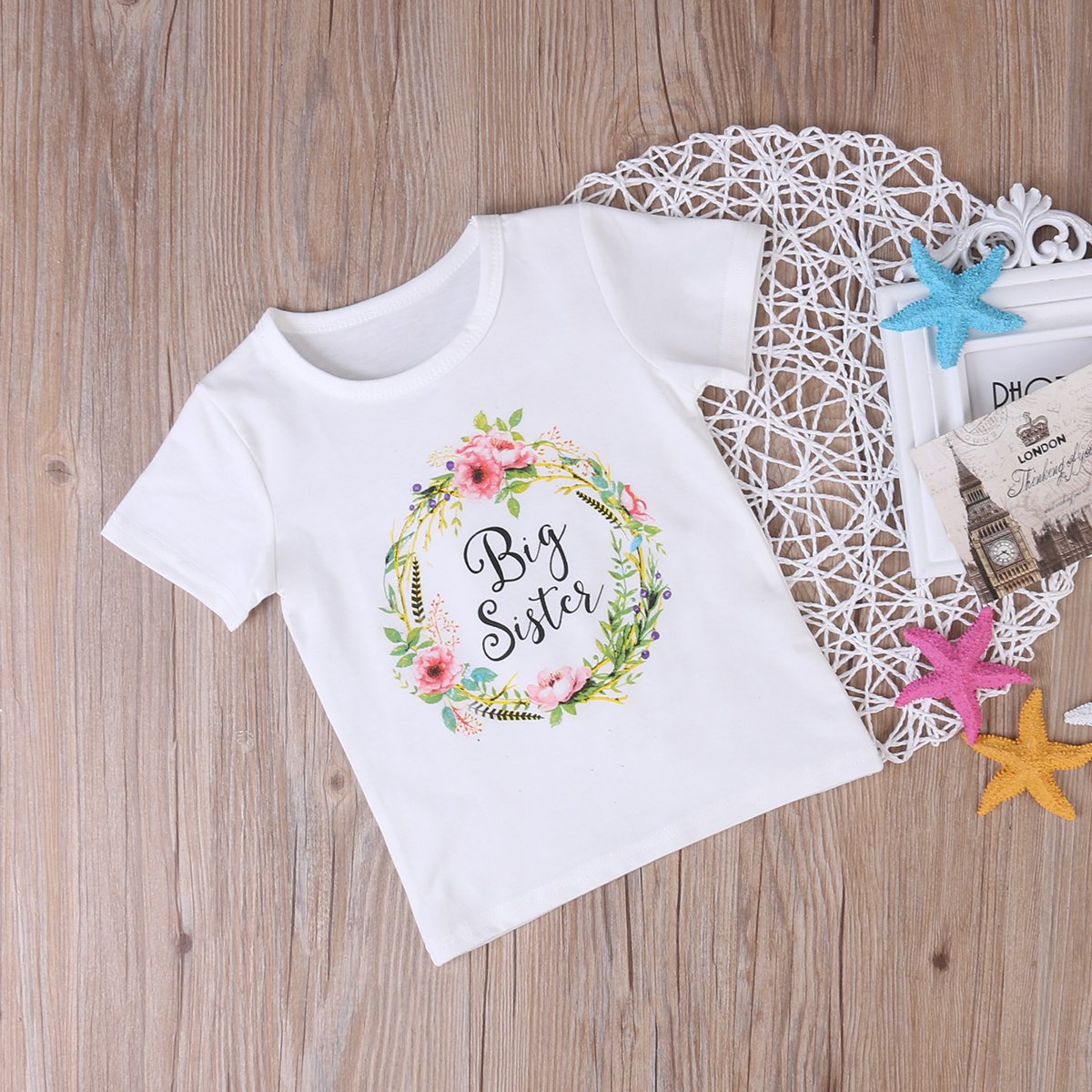Big Sister Little Sister Matching Outfits - Baby Girl Romper & Tee Shirt Set - Cute Sibling Clothes for Newborn Infant Kids - Perfect for Family Photos & Special Occasions