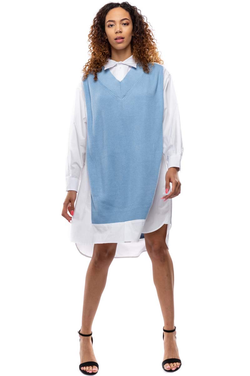 Tov Women's Twofer Knit Shirt Dress - Casual & Stylish Knitwear for Everyday Wear, Work, and Weekend Outings
