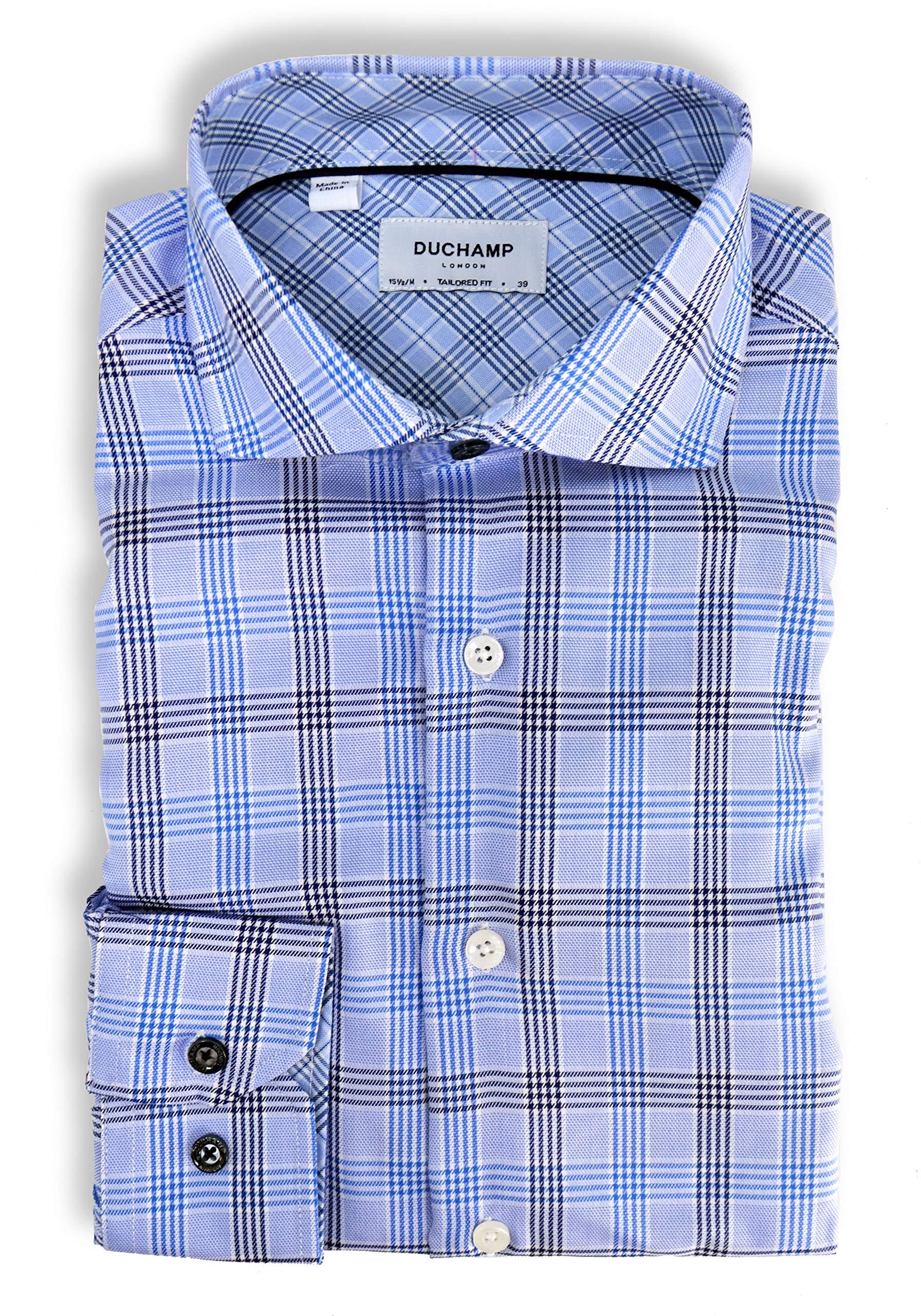 Duchamp London Men's Checkered Dress Shirt - Formal & Business Casual Wear for Office & Special Occasions