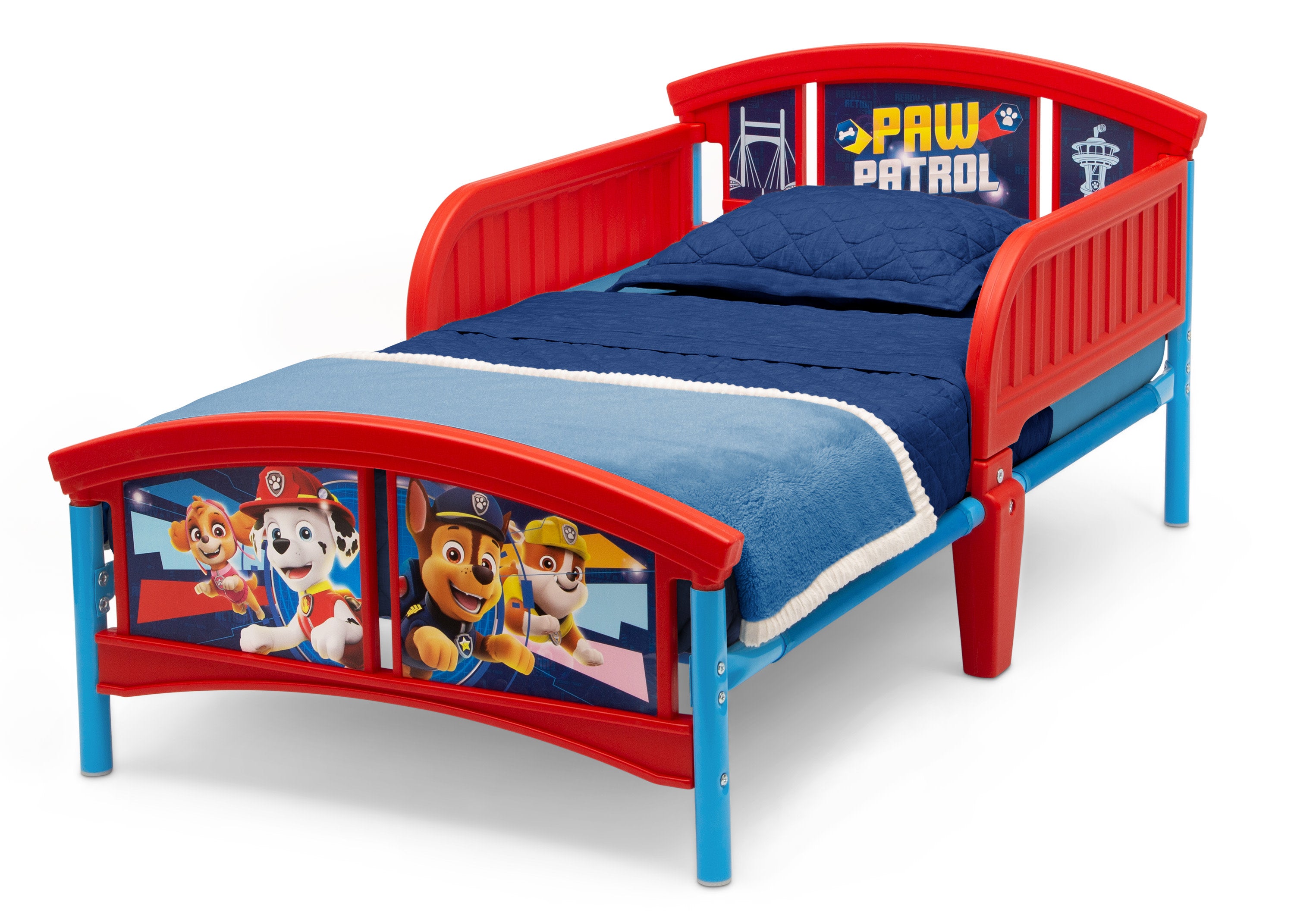 PAW Patrol Toddler Bed with Guardrails - Lightweight Plastic Kids Bed for Boys & Girls - Perfect for Nursery, Bedroom, or Playroom