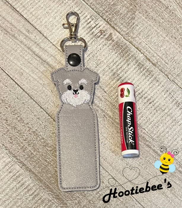 Schnauzer Hand Sanitizer Holder & Lip Balm Holder - Cute Dog-Themed Sanitizer Clip for Purse, Backpack, Keychain - Perfect for Travel, Gym, School, Office Use