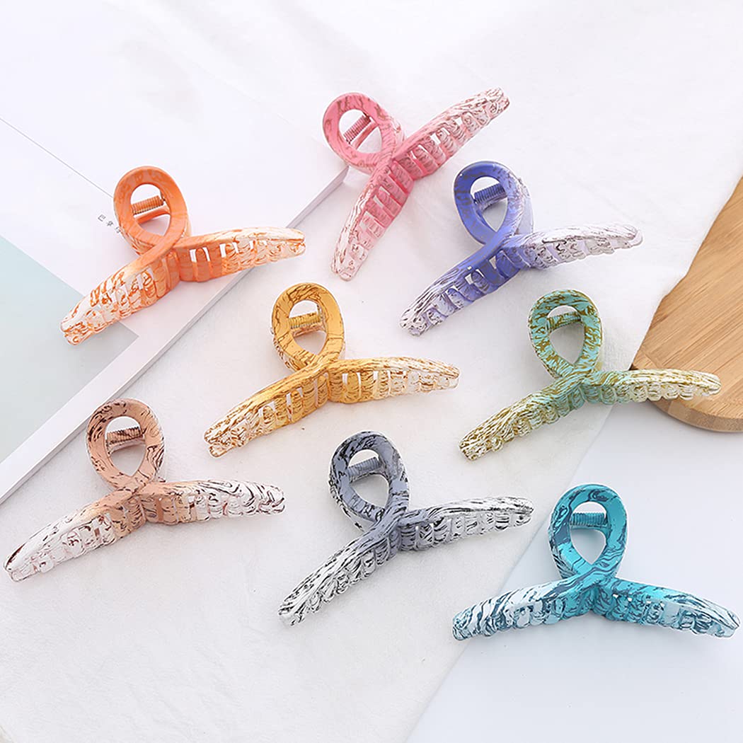 Elegant 8PCS Non-Slip Hair Claw Clips for Women - Large Decorative Hair Jaw Clips with Interlocking Teeth - Perfect for Updos, Ponytails & Everyday Hairstyles