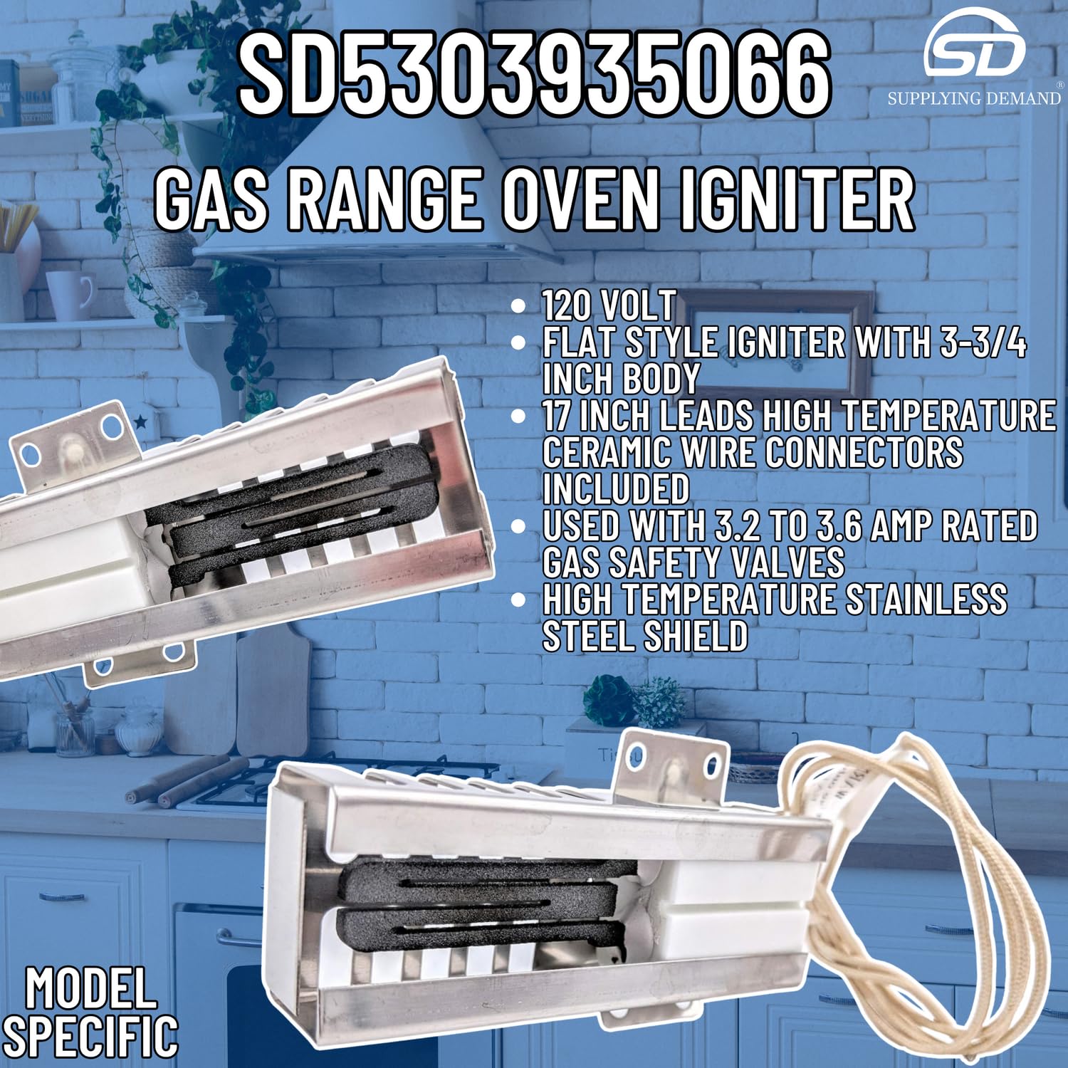 Replacement Gas Range Oven Igniter 5303935066 318177720 - Compatible with Multiple Stove Models for Home Kitchen Repair & Cooking Needs