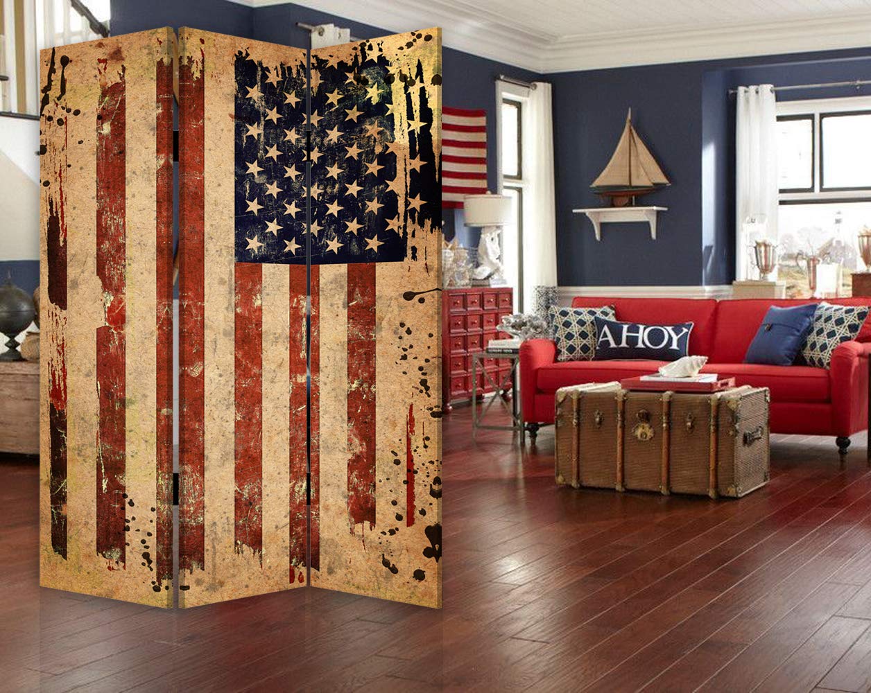 American Flag 3-Panel Room Divider - 6 Feet Tall Patriotic Folding Privacy Screen | Perfect for Home, Office & Events Decor