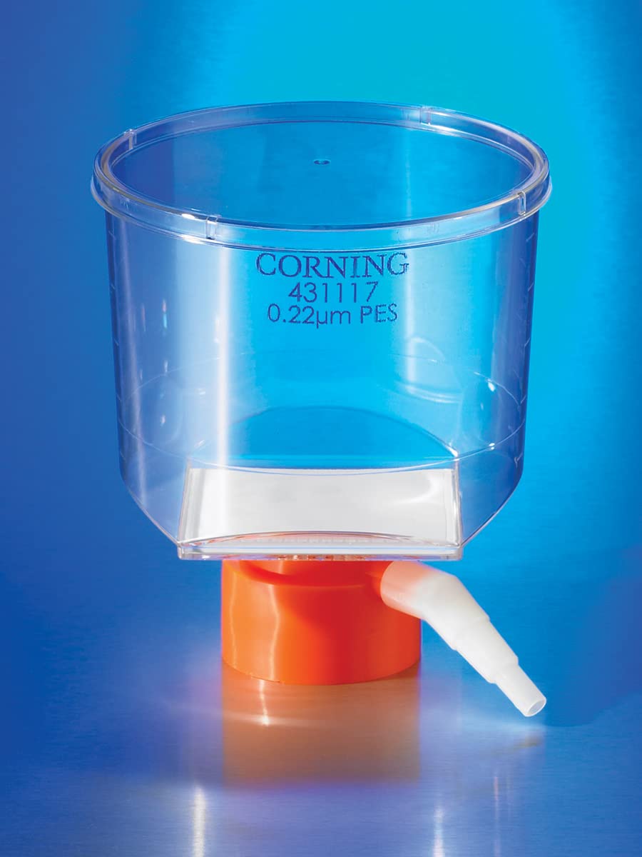 Corning 431118 Disposable Bottletop Filter - 500mL PES Membrane Lab Filter, 12-Pack for Sterile Liquid Filtration in Laboratories & Research Facilities