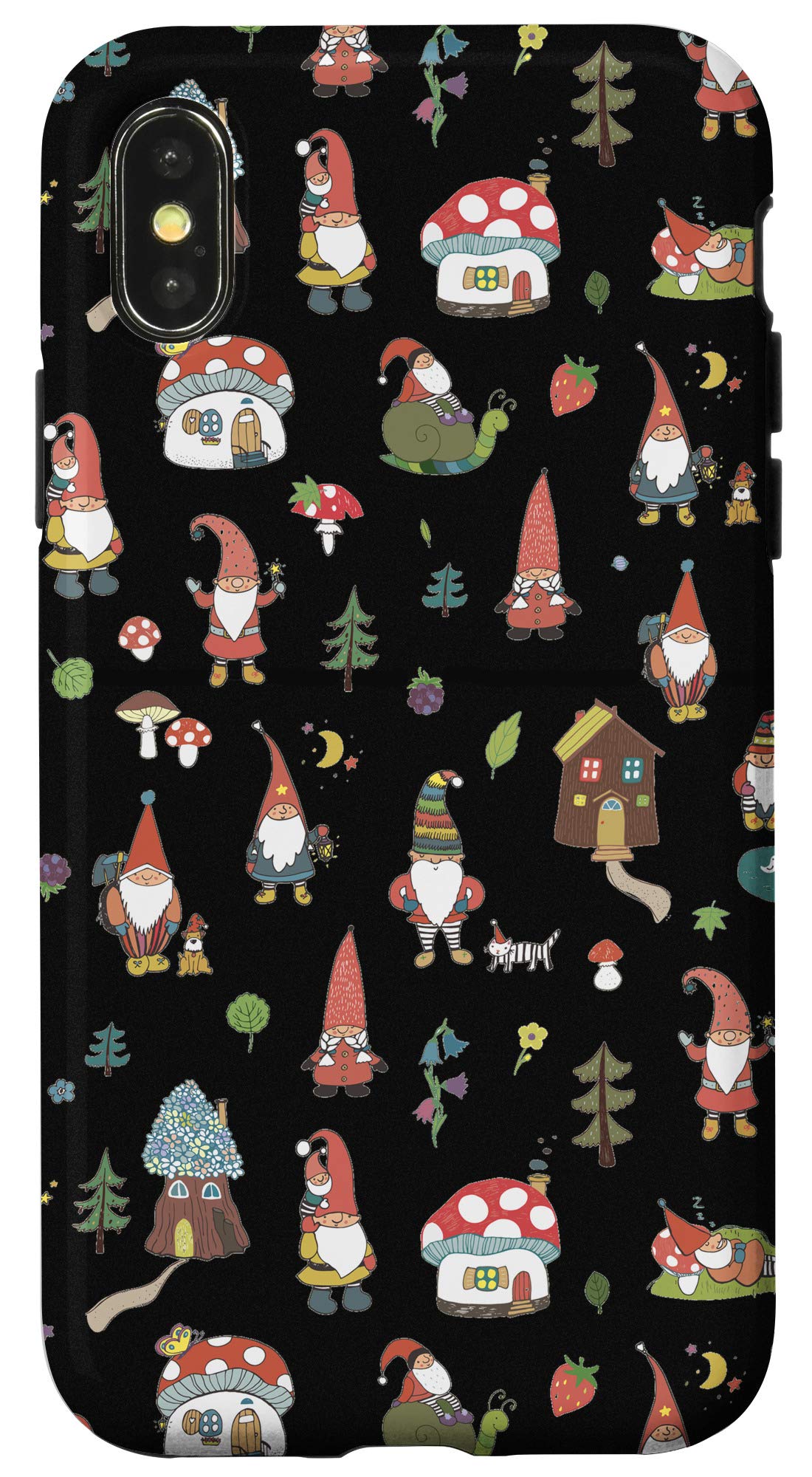 iPhone X/XS Case with Gnomes and Magical Mushroom Houses Design - Perfect for Fantasy Lovers & Nature Enthusiasts