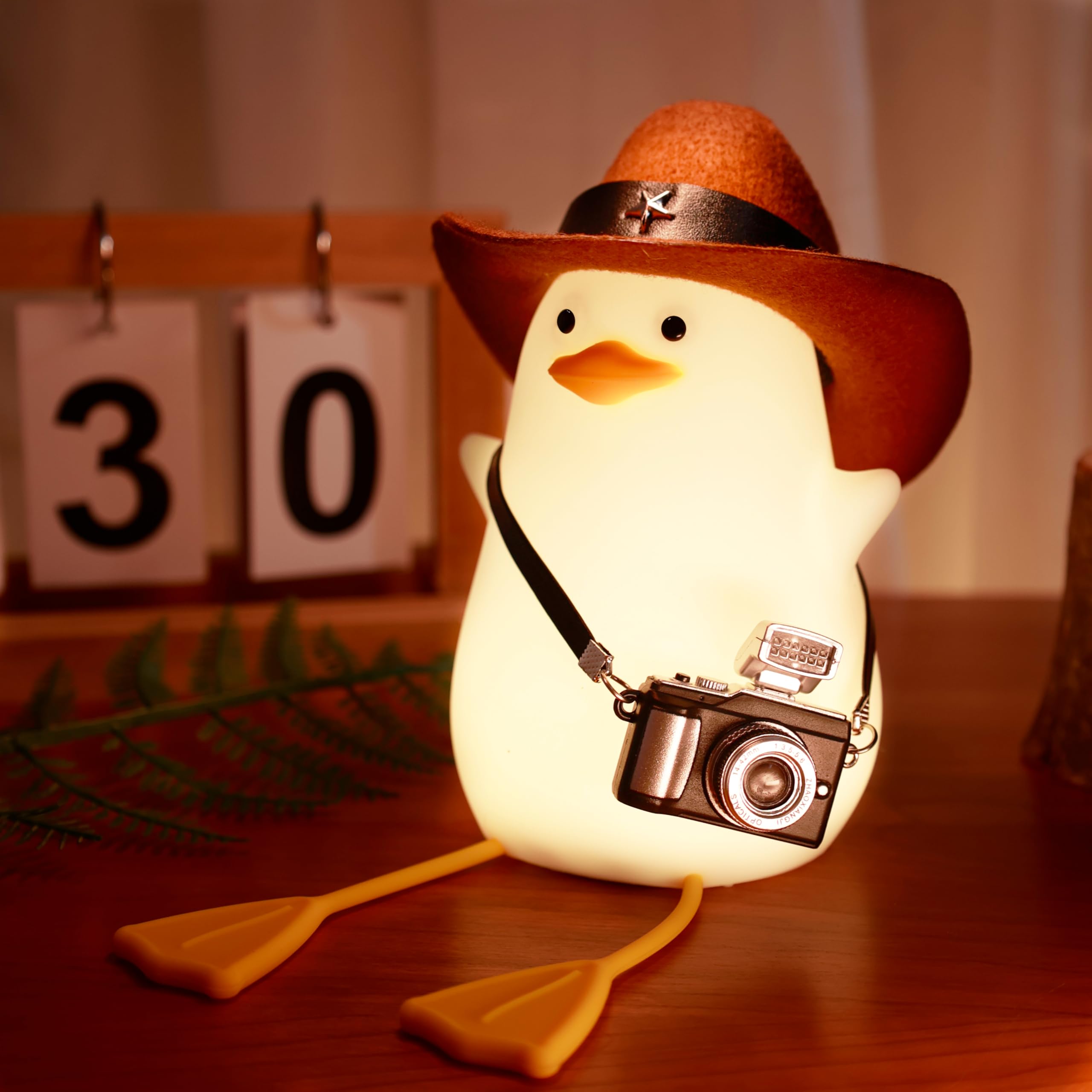 Cute Benson Duck Night Light for Kids - Squishy Touch Silicone Animal Nursery Lamp with Dimmer & USB Rechargeable - Perfect Bedside Light for Boys, Girls, Teens & Women - Ideal Birthday Gift for Duck Lovers (Cowboy Duck Design) - Great for Bedrooms, Nurseries, Dorm Rooms and Relaxation Spaces