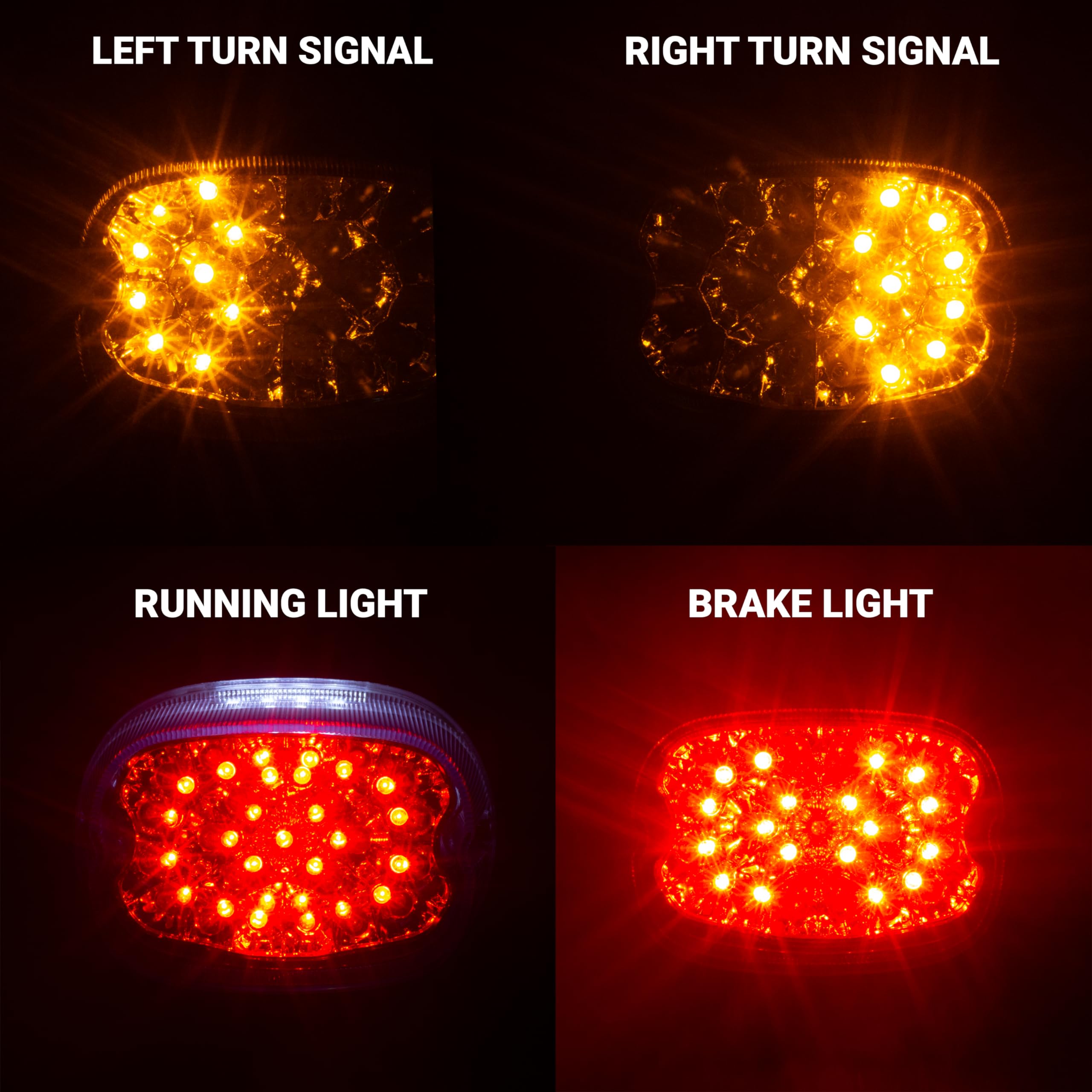 Eagle Lights 8900TL2-R Squareback LED Tail Light Kit with Integrated Turn Signals for Harley Davidson Motorcycles - Red | High Visibility Brake Light for Night Riding & Safety | Perfect for Touring, Cruising & Custom Builds