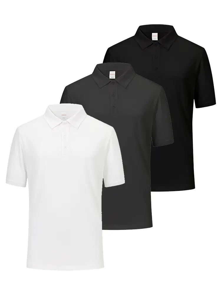 3 Pack Moisture-Wicking Performance Short Sleeve Golf Shirts for Men - Breathable Quick-Dry Athletic Polo Tops - Perfect for Golf, Tennis & Casual Wear
