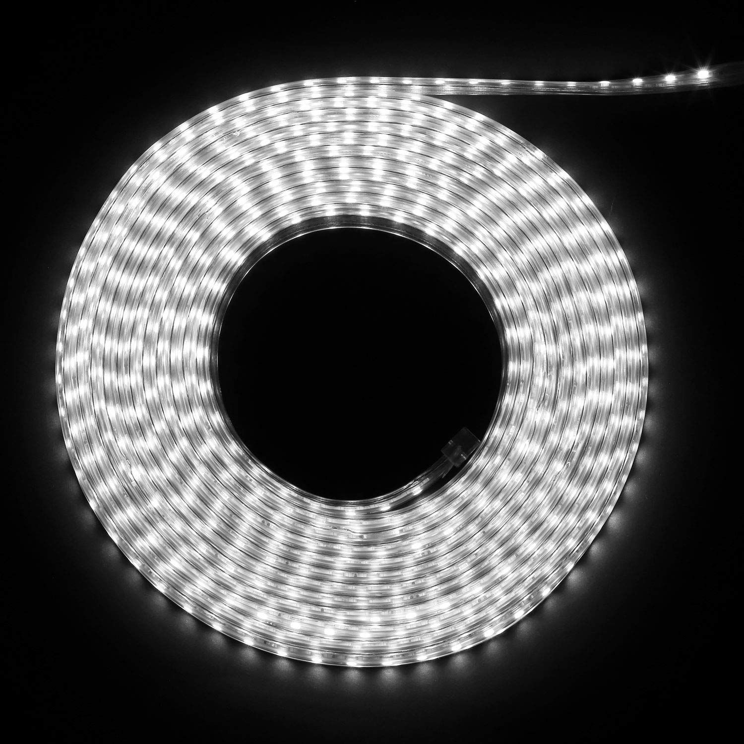 Ainfox 16.4Ft LED Strip Lights 300 LEDs - Waterproof Outdoor Rope Lighting SMD5050 110V Flexible Tape Light for Patio, Deck, Garden, Bedroom - UL & ETL Certified (16.4FT, Cool White) | Perfect for Holiday Decor, Party Lighting, and Home Ambiance