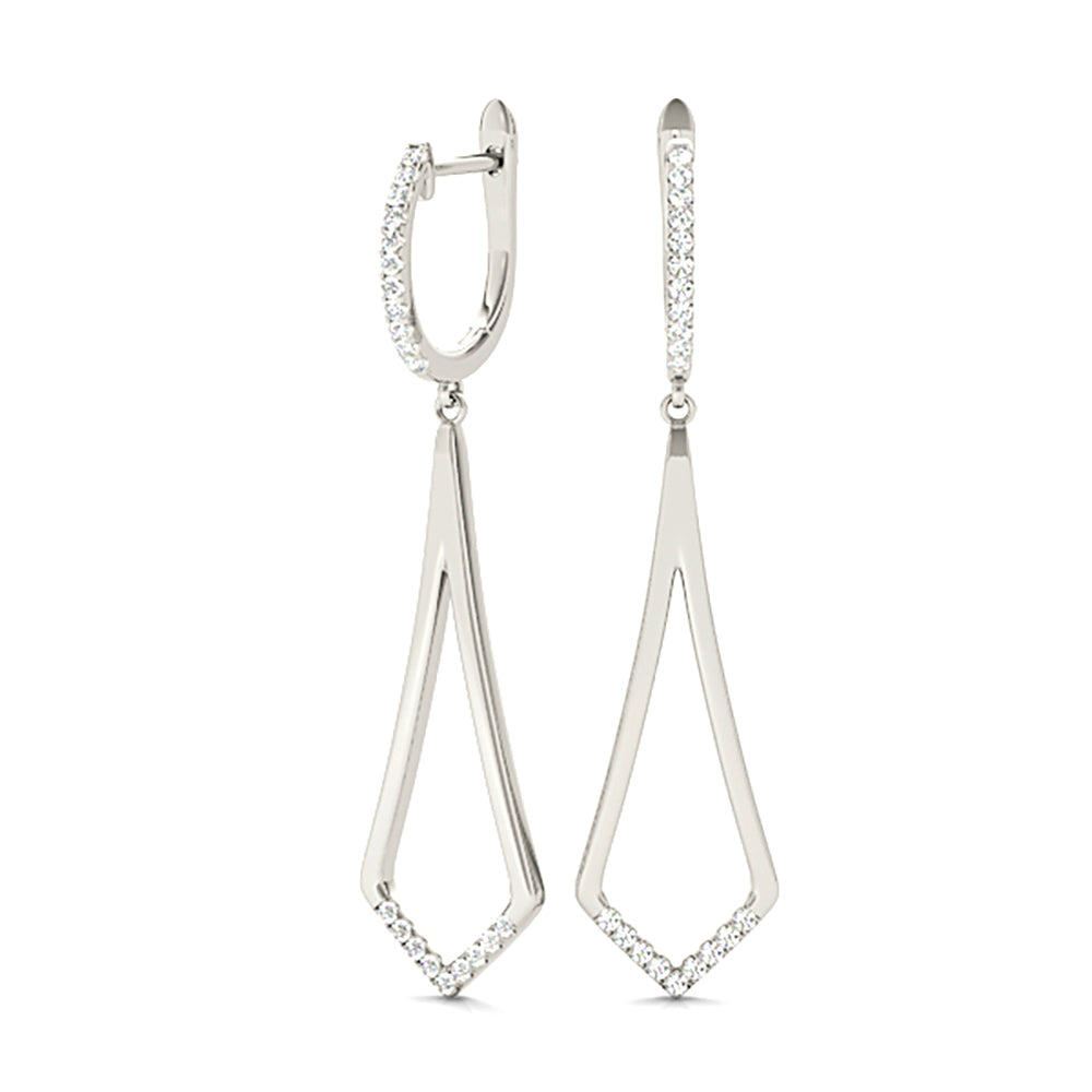 0.20 Carat Diamond Drop Earrings for Women - Modern Dangle Earrings for Wedding, Party & Evening Wear - 14K White Gold Elegant Jewelry Gift
