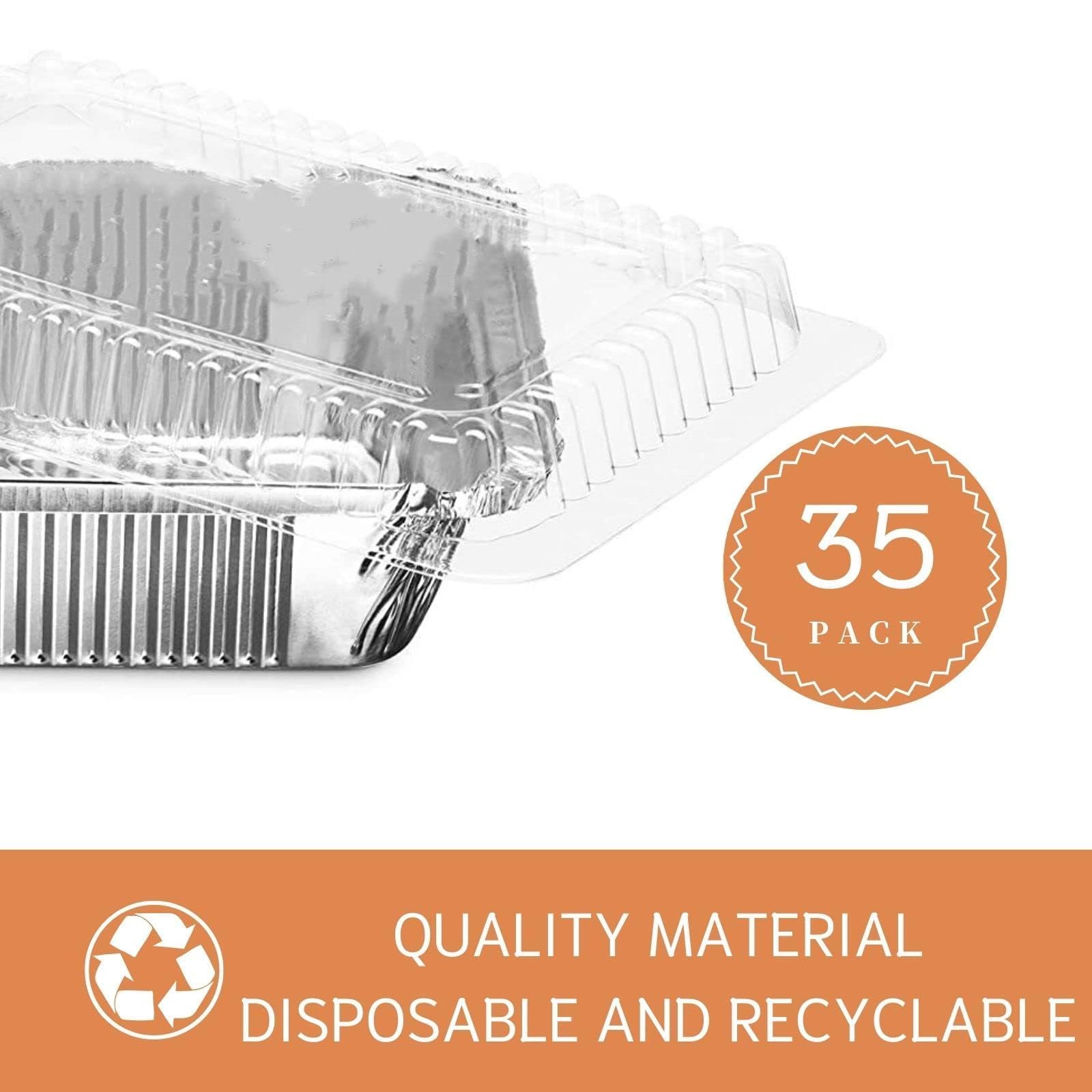 (35 Pack) 8x8 Inch Square Aluminum Baking Pans with Clear Lids - Disposable Foil Cake Pans for Cooking, Heating & Food Storage - Perfect for Baking, Meal Prep, Parties & Catering