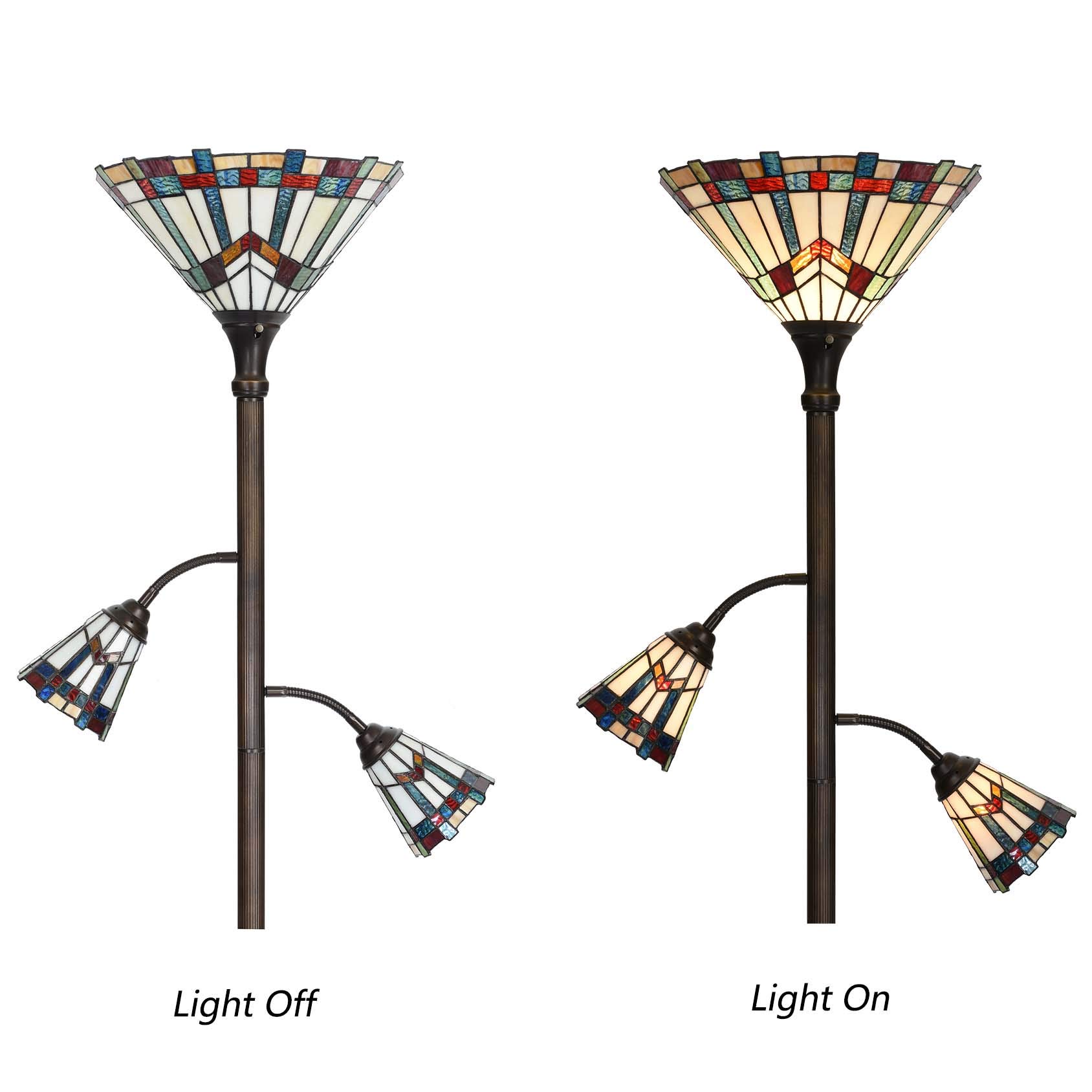 Bieye L10812 Tiffany Style Stained Glass Floor Lamp - 70
