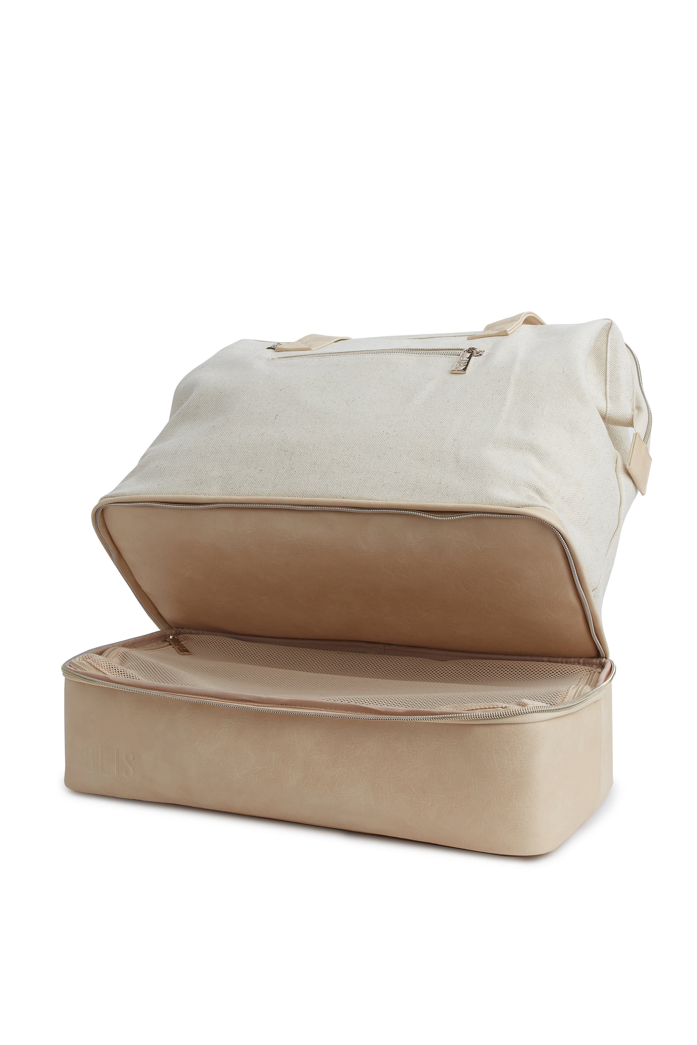 Beige Convertible Mini Weekender Bag - Stylish & Versatile Travel Duffel for Women | Perfect for Weekend Getaways, Gym, Work & Overnight Trips