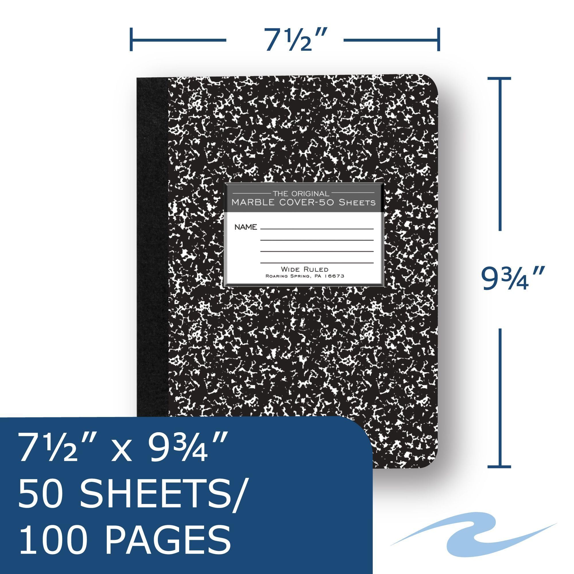 Roaring Spring Composition Notebooks - Wide Ruled 50 Sheets, 15# White Paper, 9.75