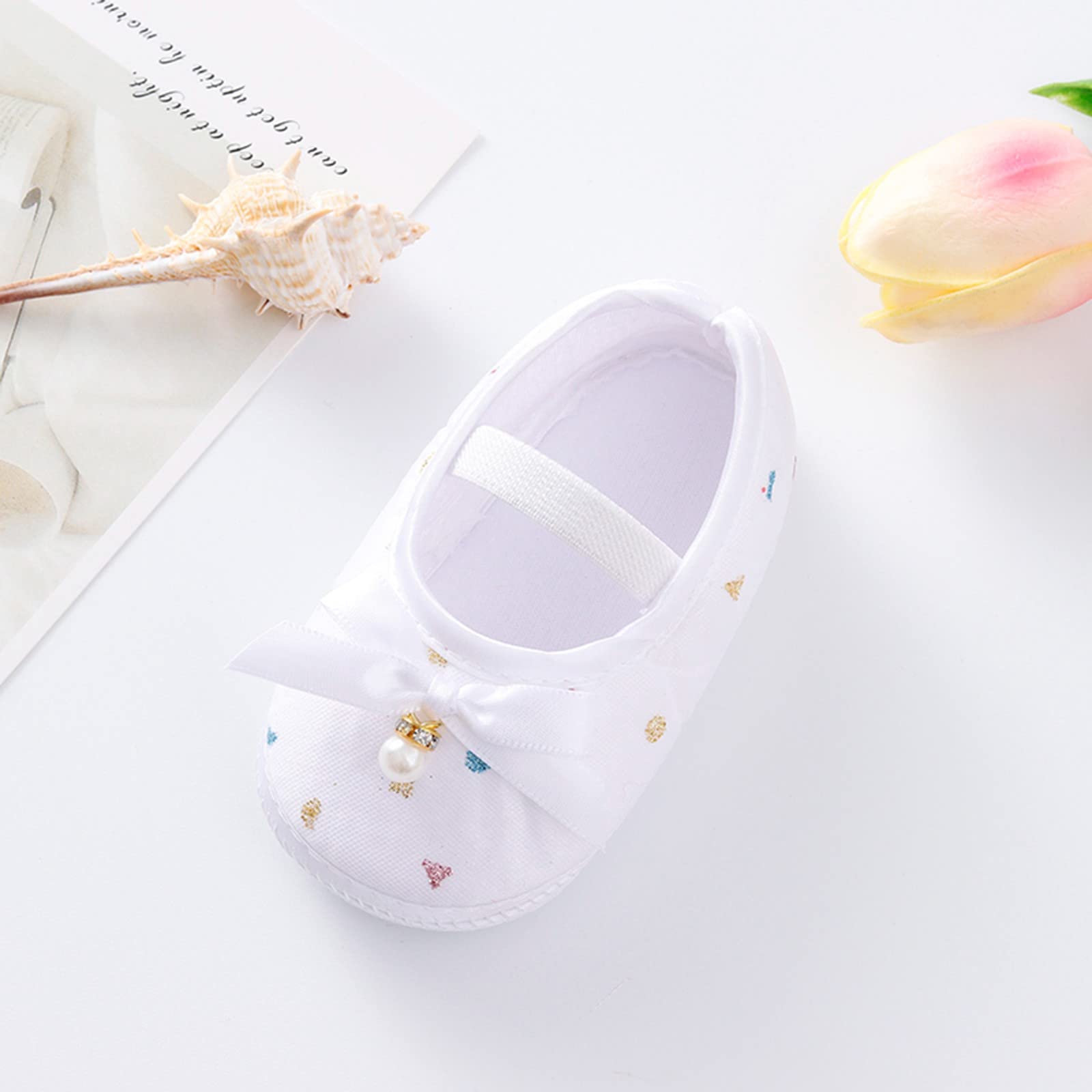 Cute Princess Toddler Shoes with Soft Bow & Pearl - Baby Girls Size 2 for Party & Dress Up