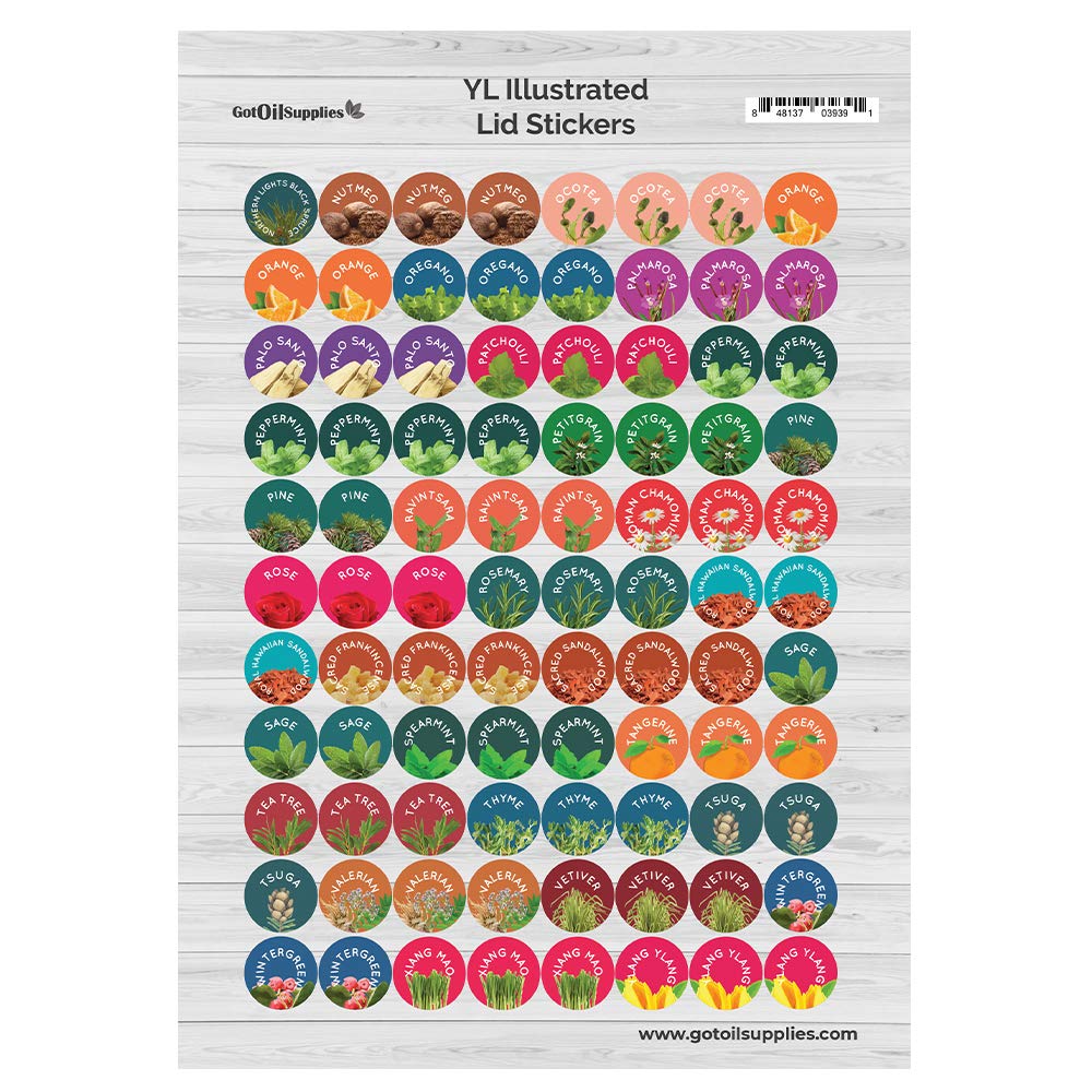 Young Living Essential Oil Labels - Hand Drawn Stickers for Roller Bottles | 616 Premium Stickers in 7 Sheets | Perfect for Organizing YL Singles & Blends | Ideal for Aromatherapy, DIY Blends & Home Organization