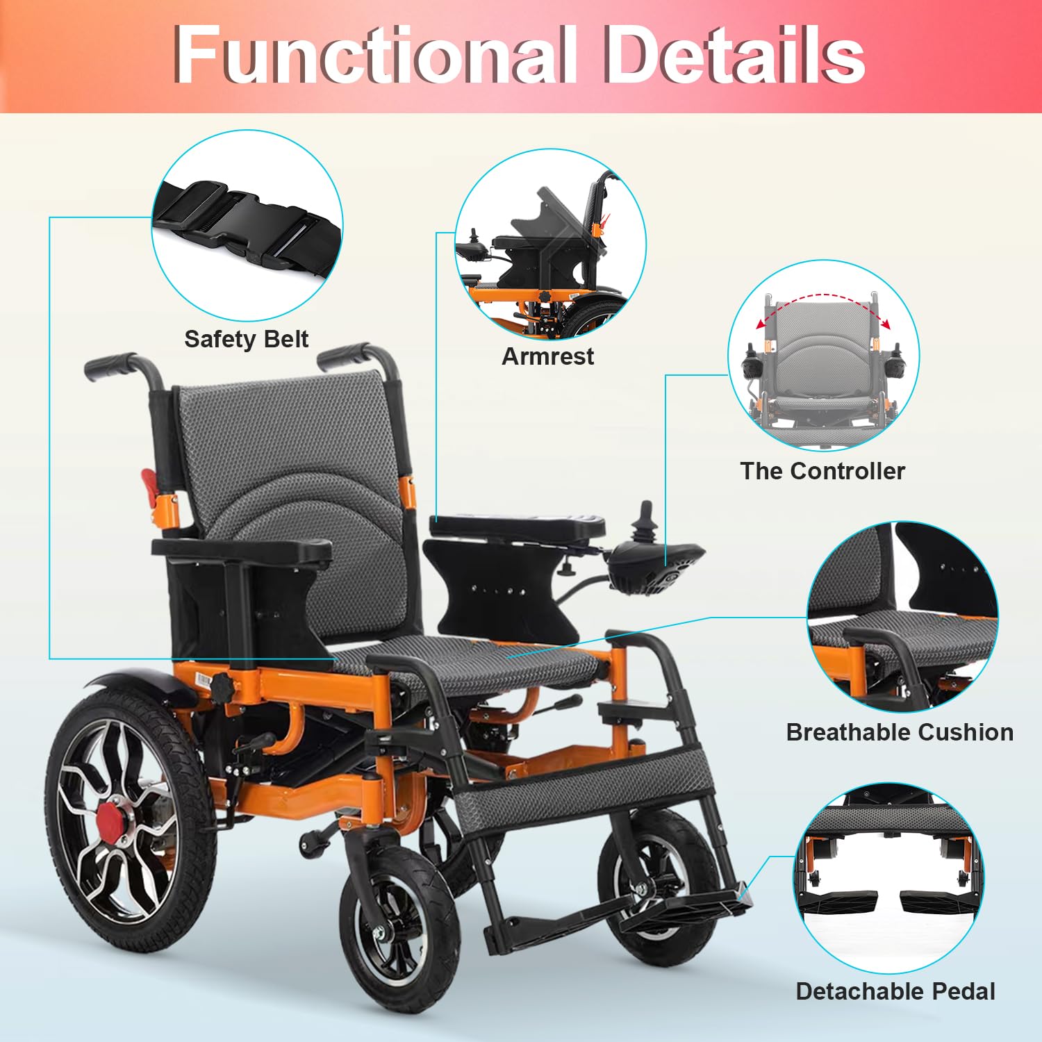 20 Miles Long Range All-Terrain Electric Wheelchair for Adults - Lightweight Foldable Motorized Wheelchair with Intelligent Power System - FAA Approved Portable Wheelchair for Seniors & Travel (Ideal for Outdoor Adventures, Air Travel & Daily Mobility)