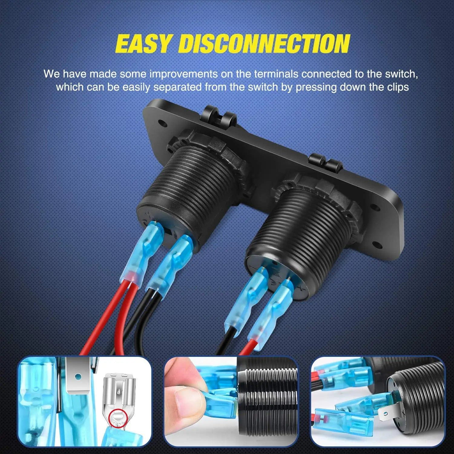 Fast Dual QC 3.0 USB Car Charger Adapter with LED Display - Quick Charge for iPhone, Android, iPad - Perfect for Road Trips & Daily Commute