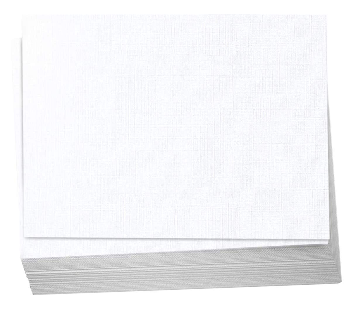Premium White Linen Cardstock Paper - 4.5x6.25