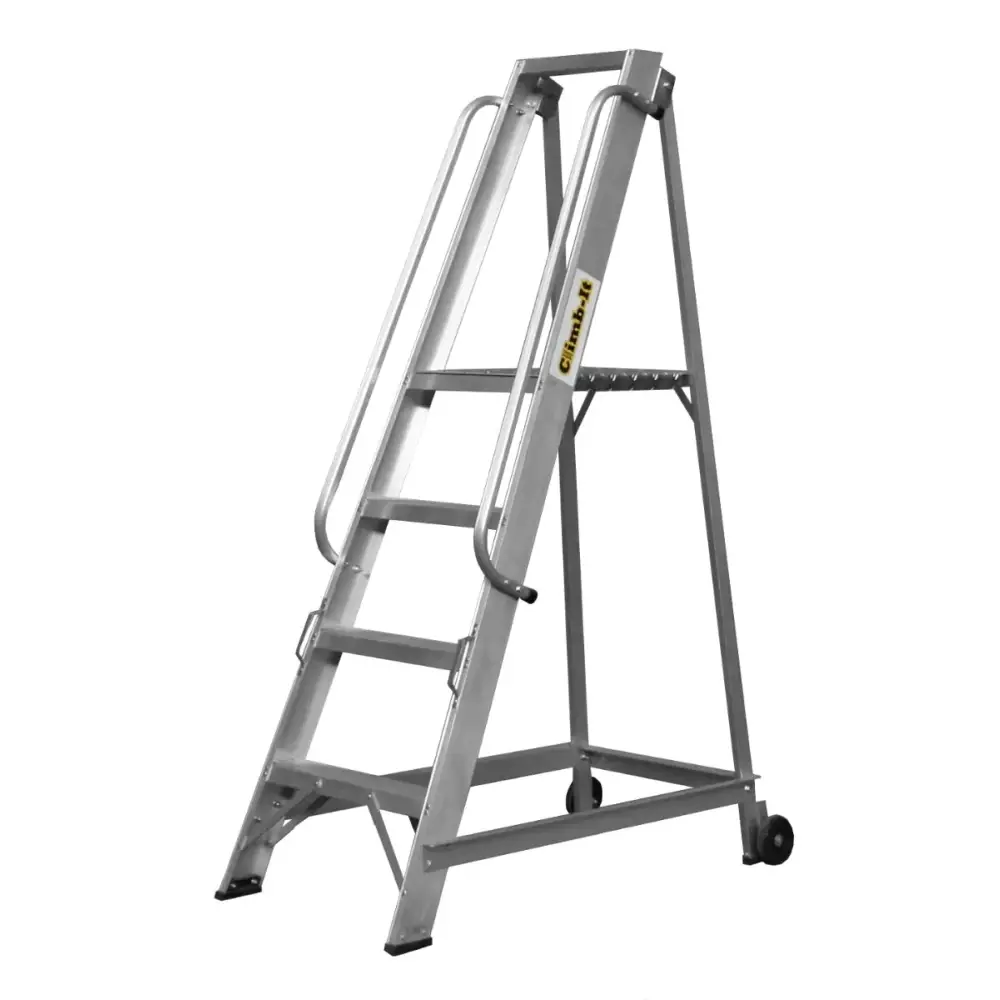 Climb It Aluminum Warehouse Ladder - Heavy Duty Industrial Step Stool for Storage, Shelving & Warehouse Use
