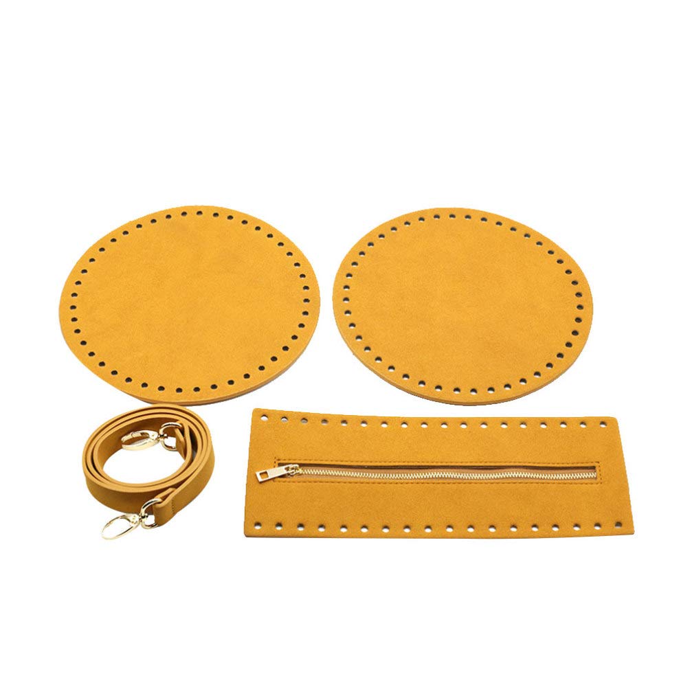 HEALLILY Knitting Crochet Bag Base Insert with Nail Bottom Shaper - Leather Strap for DIY Handbag & Shoulder Bag Accessories (Brown) | Perfect for Crafting, Organizing & Customizing Purses