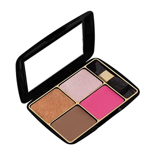 Skineace 4-in-1 Glow Blusher Palette - Shimmery & Matte Finish Face Makeup for Cheeks, Contour & Highlight | Perfect for Day to Night Looks, Bridal & Party Makeup