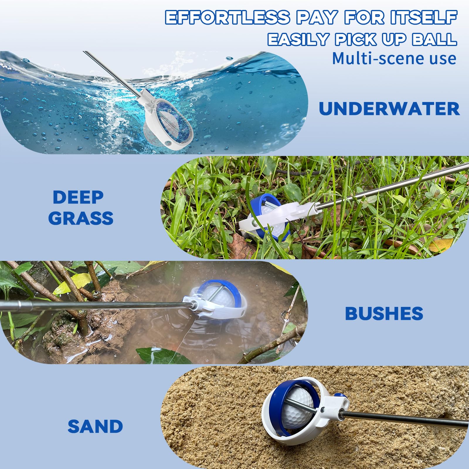 **Premium Telescopic Golf Ball Retriever – 7/9/12/15 Ft Stainless Steel & Lightweight Aluminum Alloy – Water & Bush Retrieval – Ideal Golf Gift & Accessory for Courses & Practice Ranges**