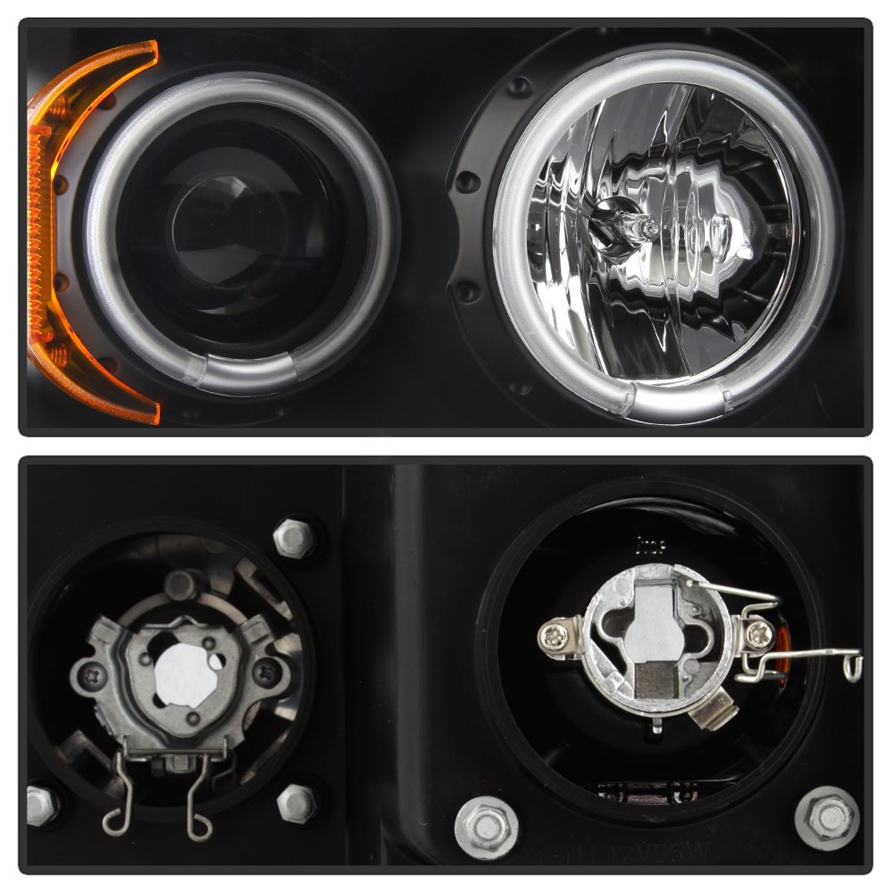 XTune LED Halo Headlights for Dodge Ram 1500 2002-2005 - Black/Clear Lens - High Performance Replacement Headlights for Night Driving & Off-Road Adventures