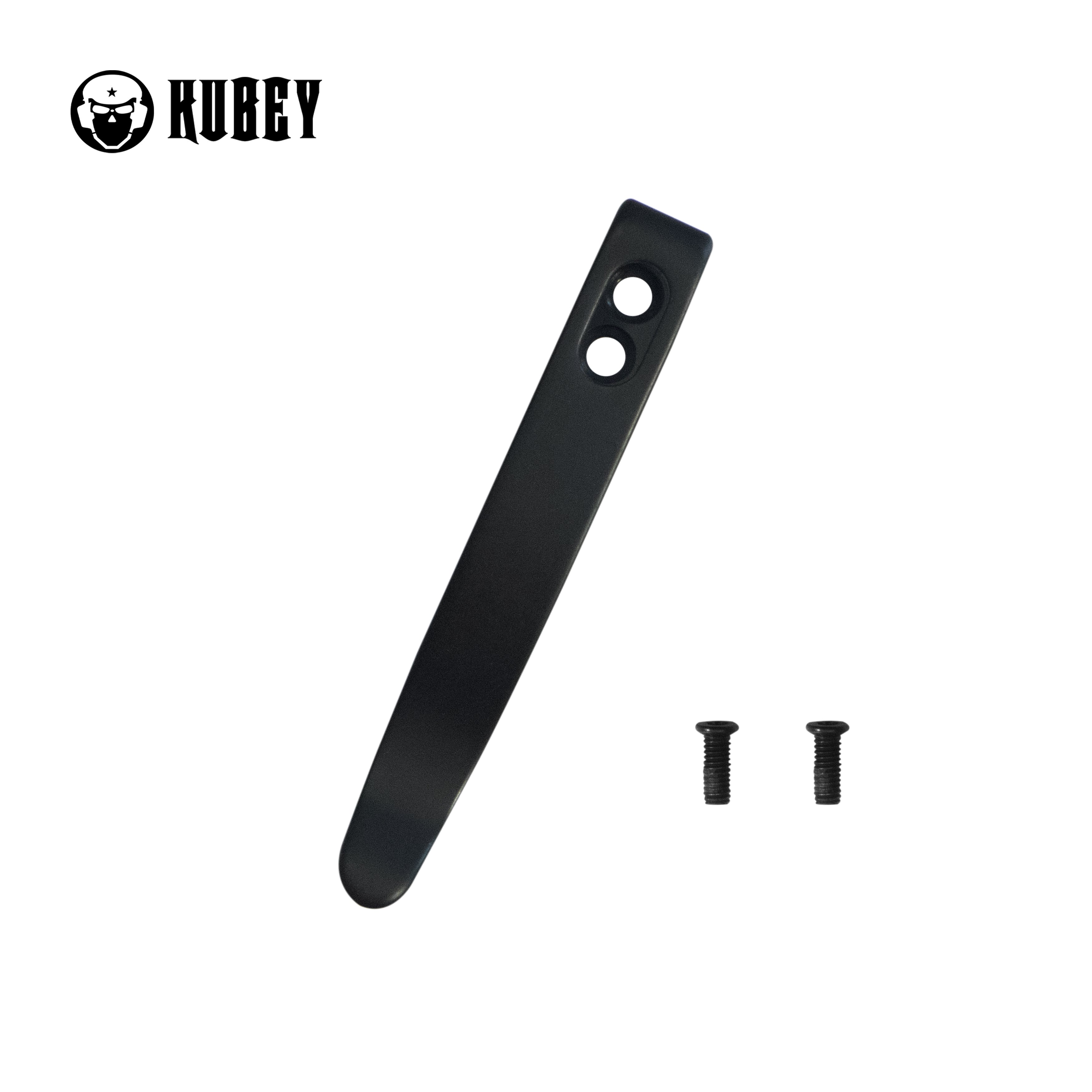 Kubey Black Stainless Steel Deep Carry Reversible Pocket Knife Clip with 2 Screws - Folding Knife Accessory for EDC, Camping, and Outdoor Activities - KH003