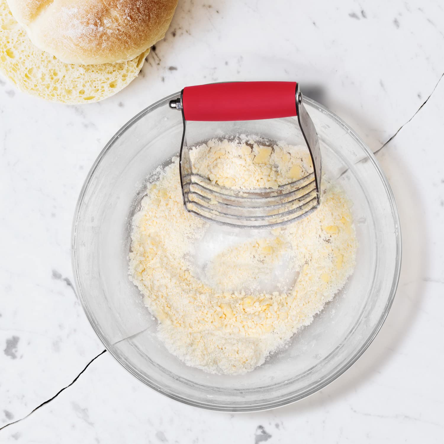 ALLTOP Stainless Steel Pastry Blender & Dough Cutter - Professional Baking Tool for Butter, Biscuits, Pie Crusts & Pastry Dough - Perfect for Kneading, Mixing & Creating Flakier Crusts - Ideal for Home Bakers & Professional Kitchens (1 Pack, Red)
