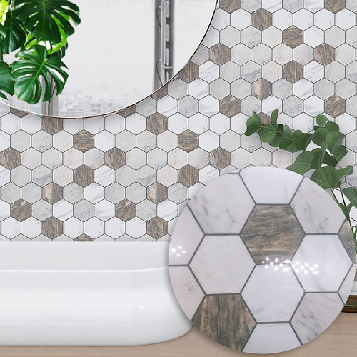 10 Pack Marble Tile Stickers 15x15cm - Self-Adhesive Kitchen Backsplash Wall Decals for Home Renovation & DIY Decor - Easy Peel & Stick for Bathroom, Laundry Room, or Office Upgrade