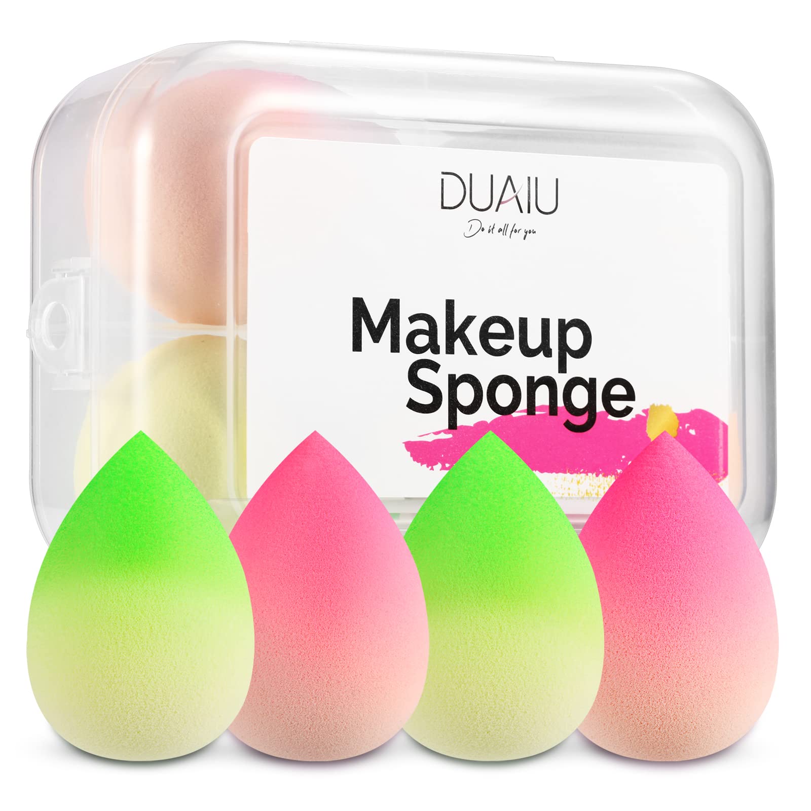 DUAIU 4-Piece Gradient Makeup Sponge Set - Soft Beauty Blender for Foundation & Concealer Application - Ideal for Liquid, Cream & Powder Cosmetics - Perfect for Professional Makeup Artists & Home Use