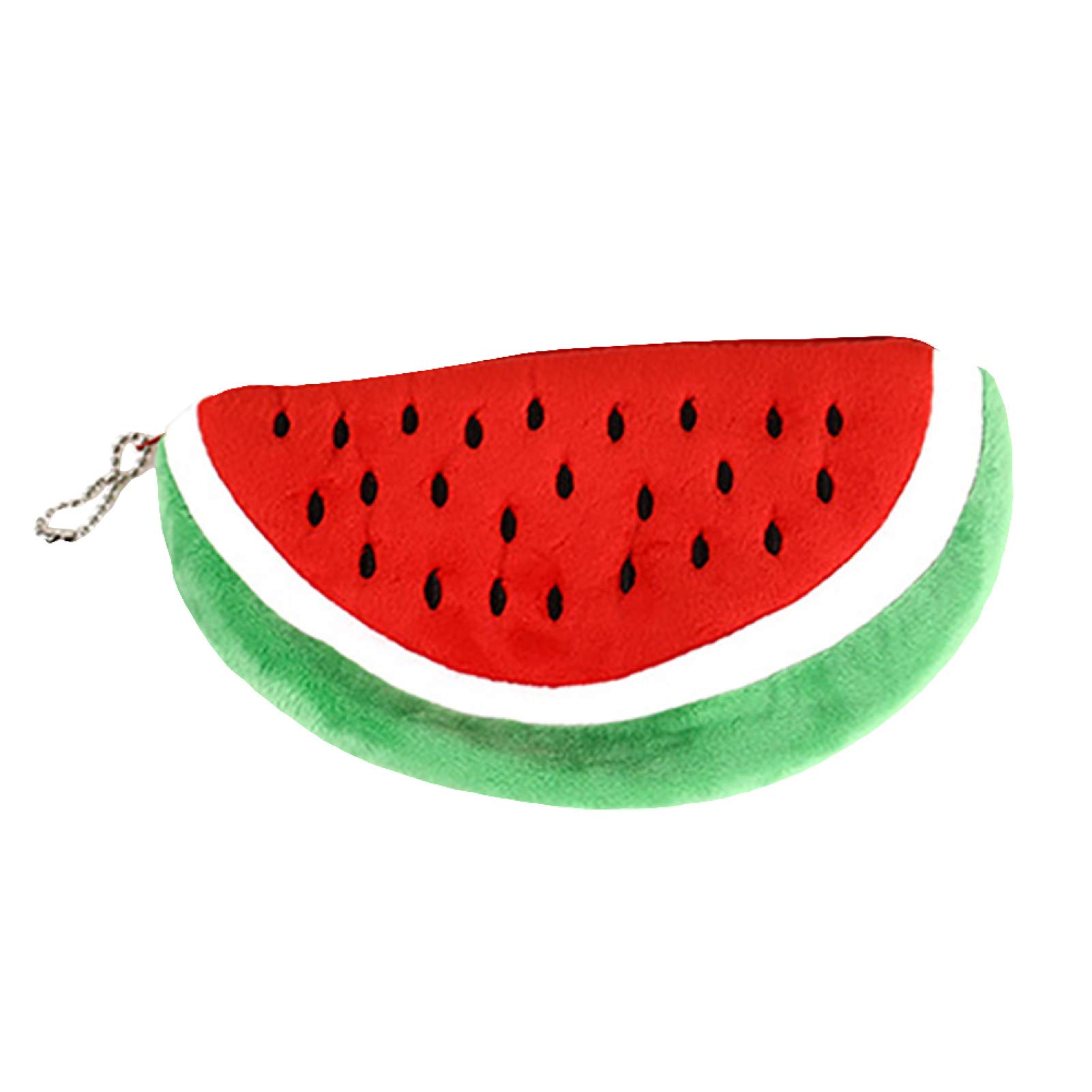 Watermelon Semicircle Plush Pencil Case with Zipper - Red Stationery Organizer for School, Office & Travel Supplies Storage