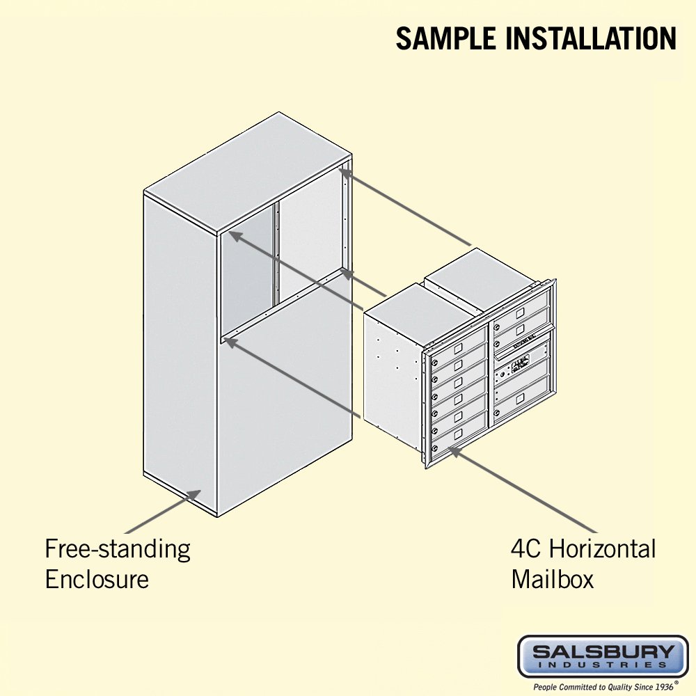 Salsbury Industries 3906D-09AFP Aluminum Freestanding Horizontal 4C Mailbox - Durable Outdoor Mailbox for Residential & Commercial Use
