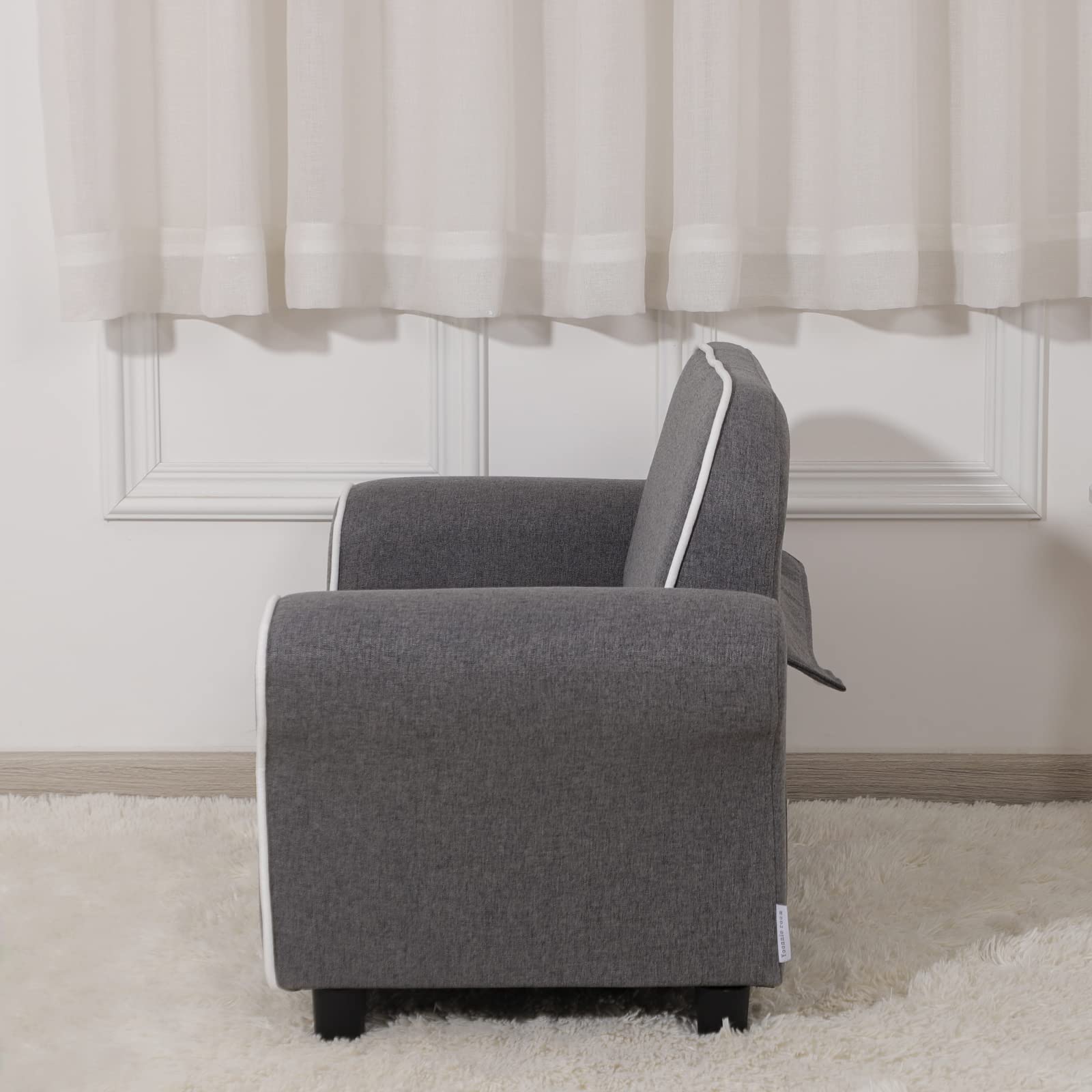 Kids Sofa Chair for Toddlers & Big Children - 2-Seater Linen Fabric Upholstered Couch, Double Child Sofa with Sturdy Frame - Perfect for Playroom, Nursery or as Birthday Gift (Grey)