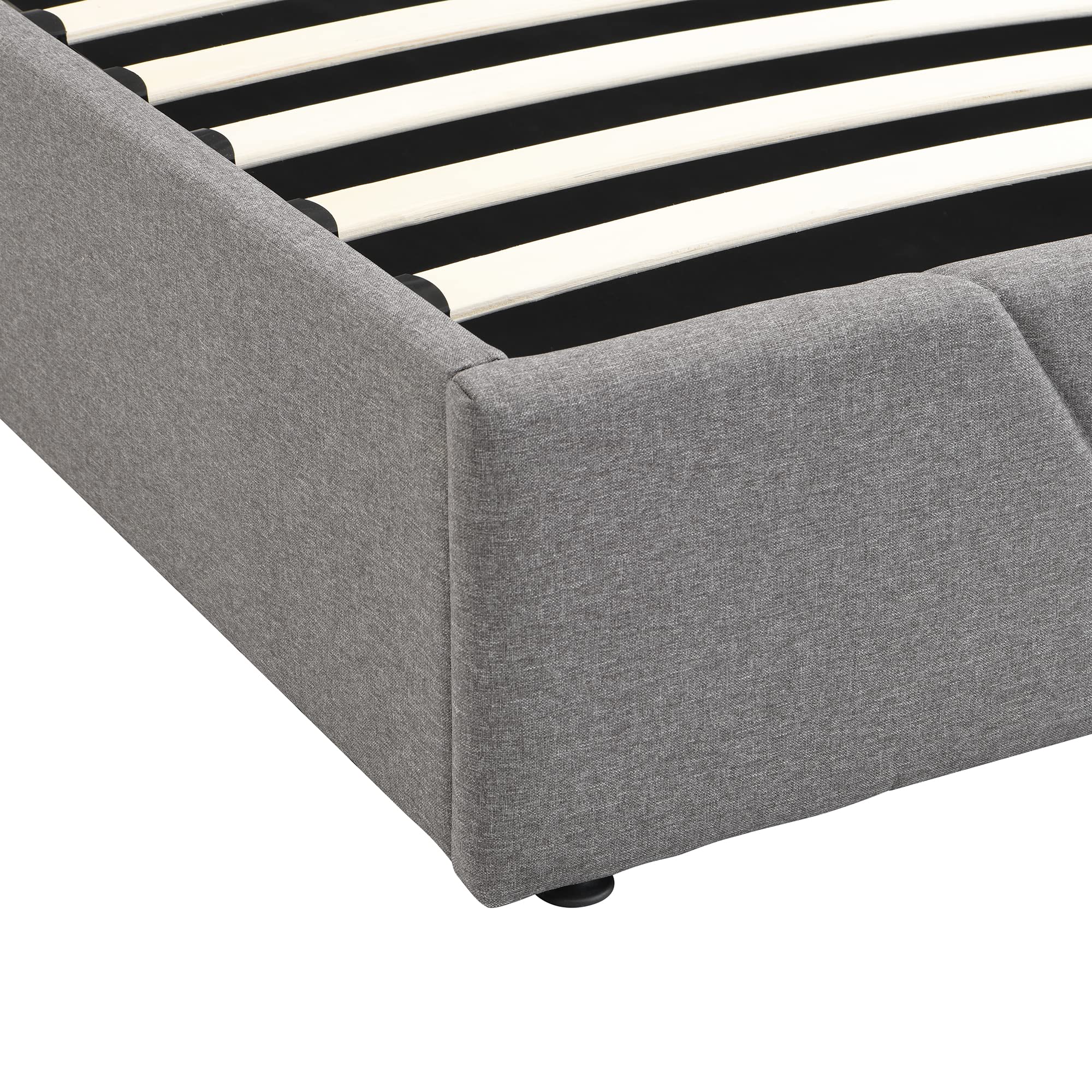 Harper & Bright Designs Queen Size Upholstered Platform Bed with Lift-Up Storage & Tufted Headboard - Wooden Bed Frame for Teens & Adults (Gray) - Perfect for Small Bedrooms, Guest Rooms & Dormitories