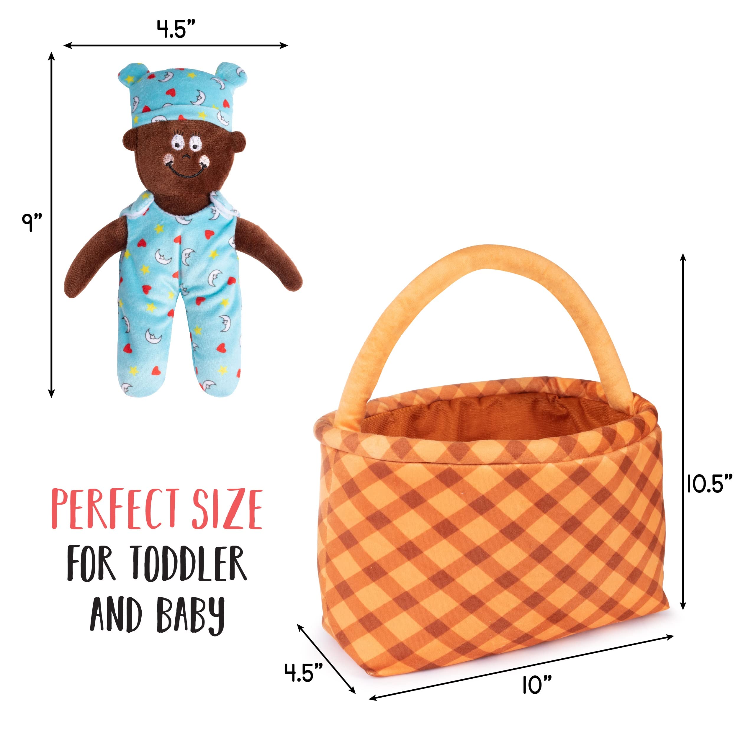 Multicultural Baby Dolls Gift Set - 5 Diverse Dolls with Removable Outfits & Basket Carrier | Toddler Learning Toys for Hand-Eye Coordination | Perfect for Pretend Play, Daycare & Preschool Education