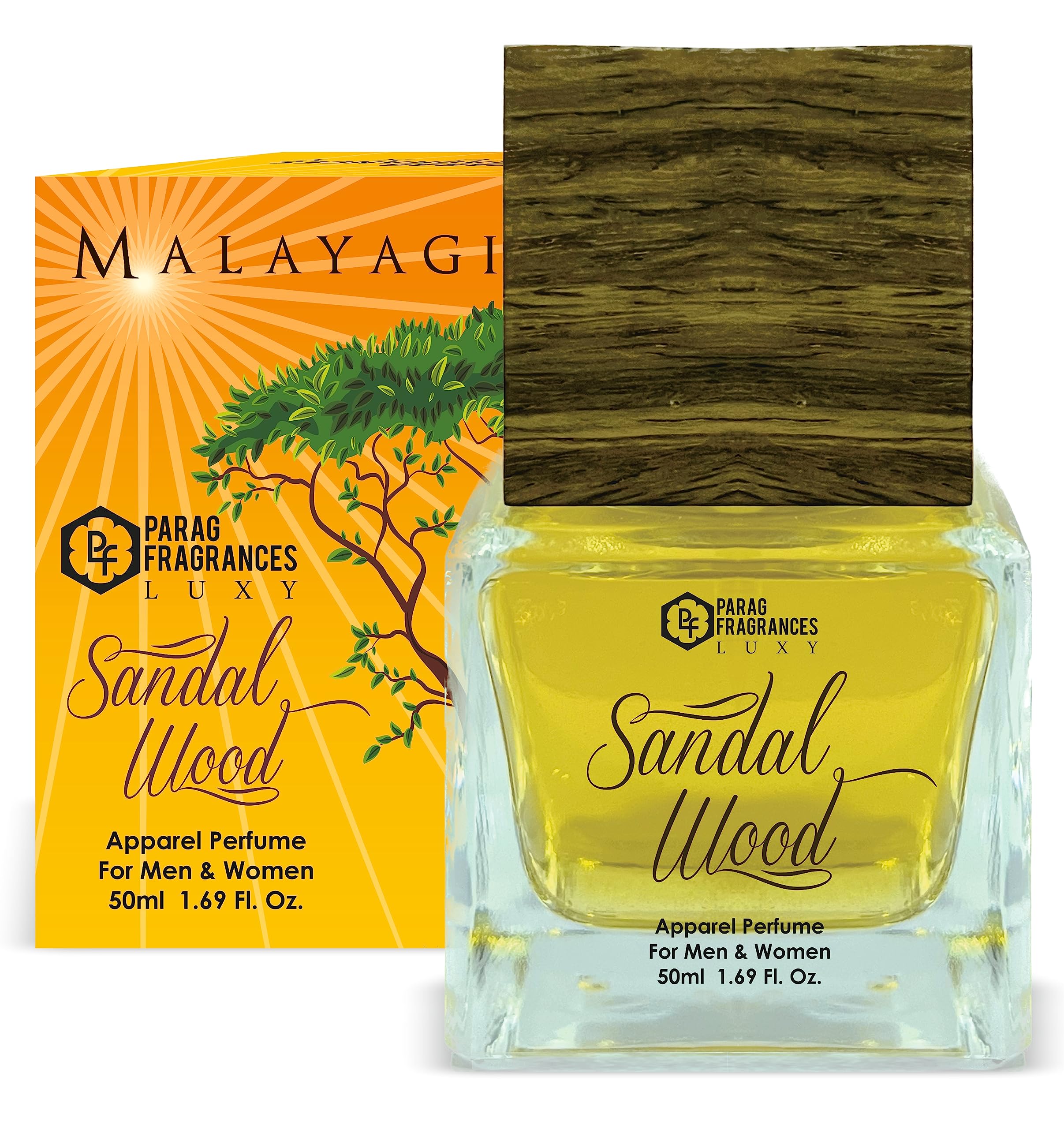 Parag Fragrances Malyagiri Sandalwood Perfume Spray - 50ml & 8ml Travel Size Combo (Premium Natural Sandalwood Scent) | Unisex Fragrance for Men & Women | Perfect for Daily Wear, Office & Special Occasions